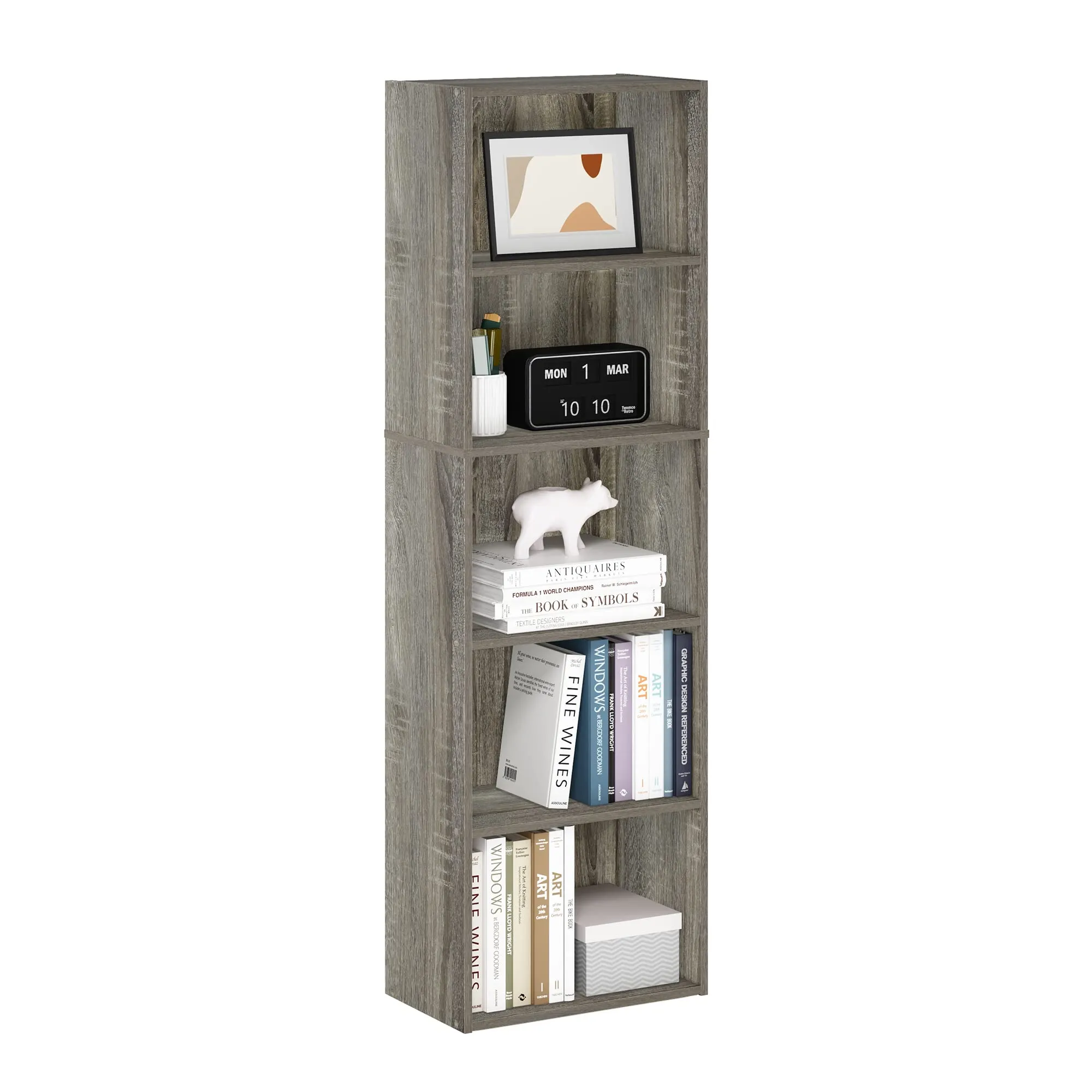 Furinno 11055GYW Luder Libreria Portaoggetti a 5 Piani, Rovere Francese - immagine 1