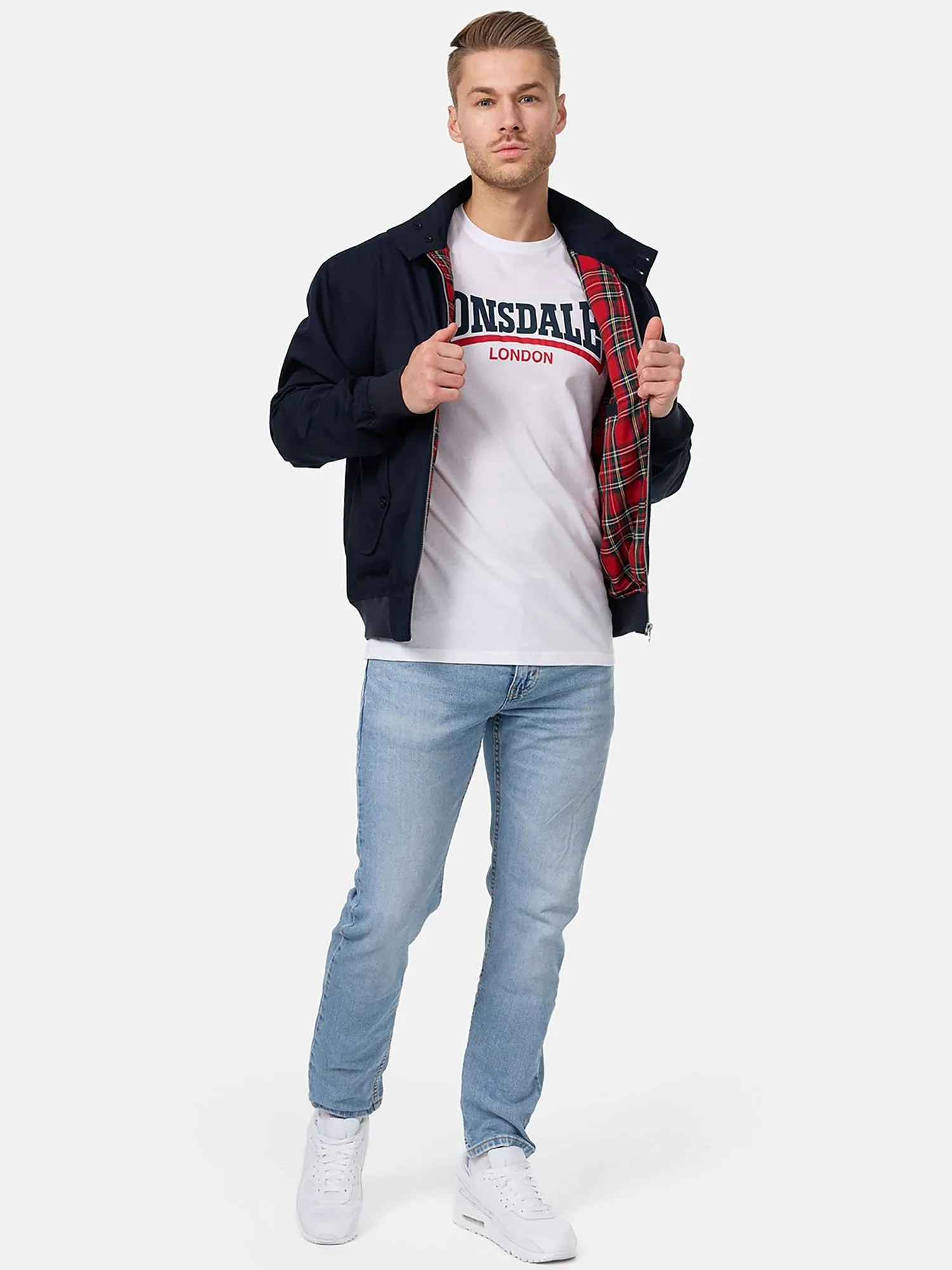 Lonsdale Classic Giacca per Tutte Le Stagioni, Argento/Blu Marino, S Uomo - immagine 2