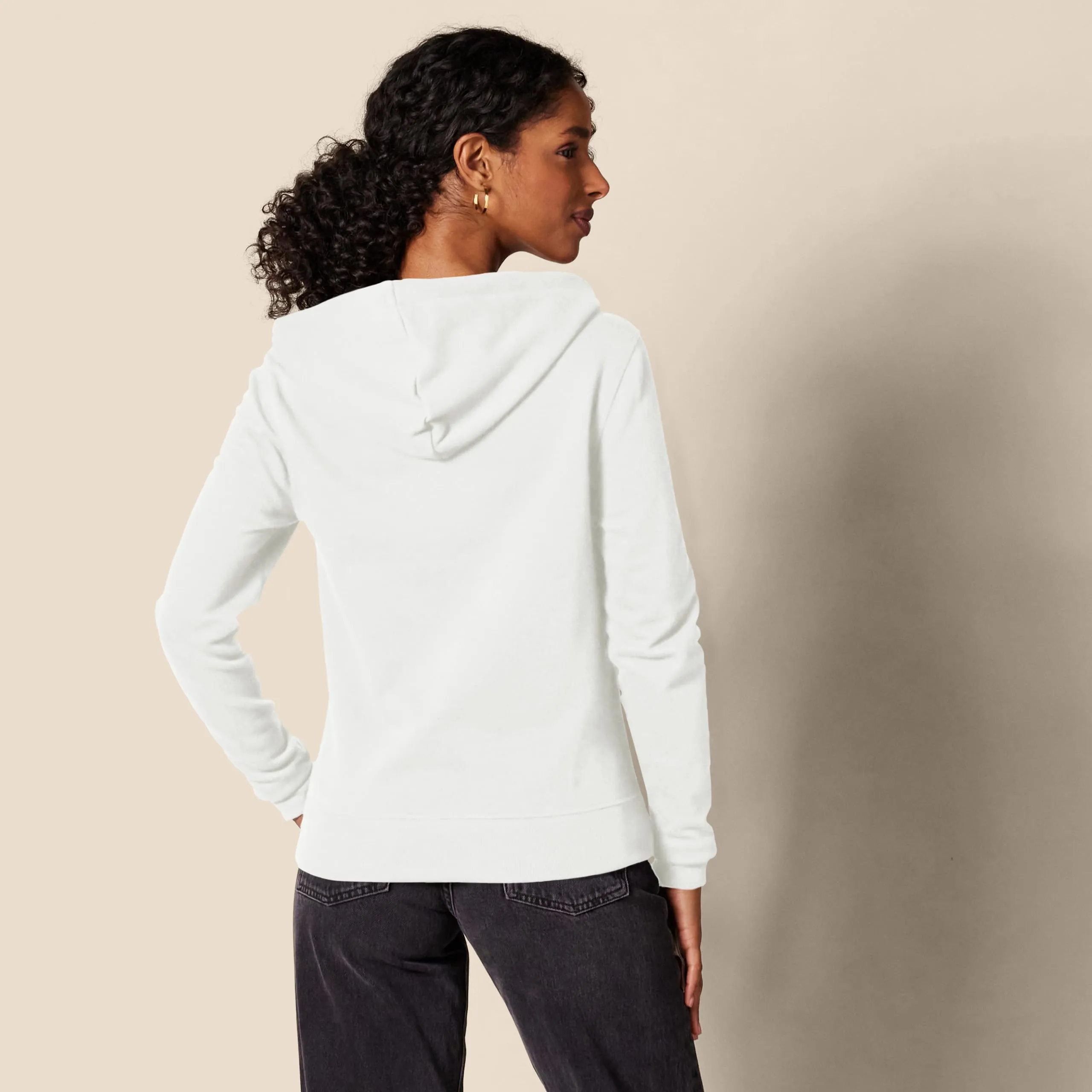 Amazon Essentials Felpa con Cappuccio e Zip Intera da Donna, Avorio, L - immagine 2
