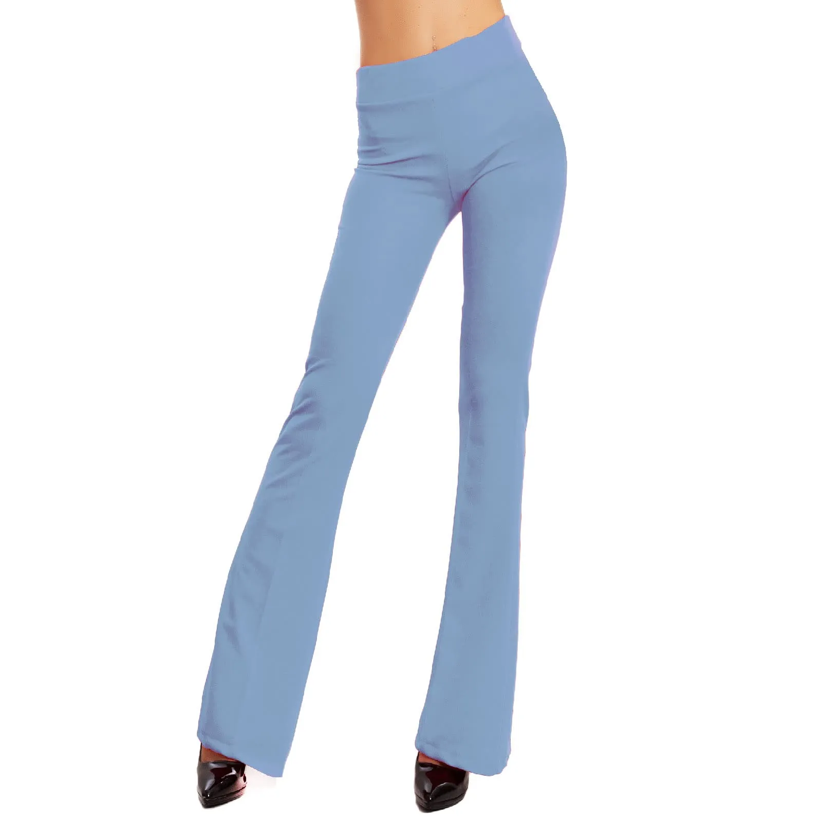Toocool Pantaloni Donna a Zampa Elefante Elasticizzati JL-2148, Celeste, M - immagine 1