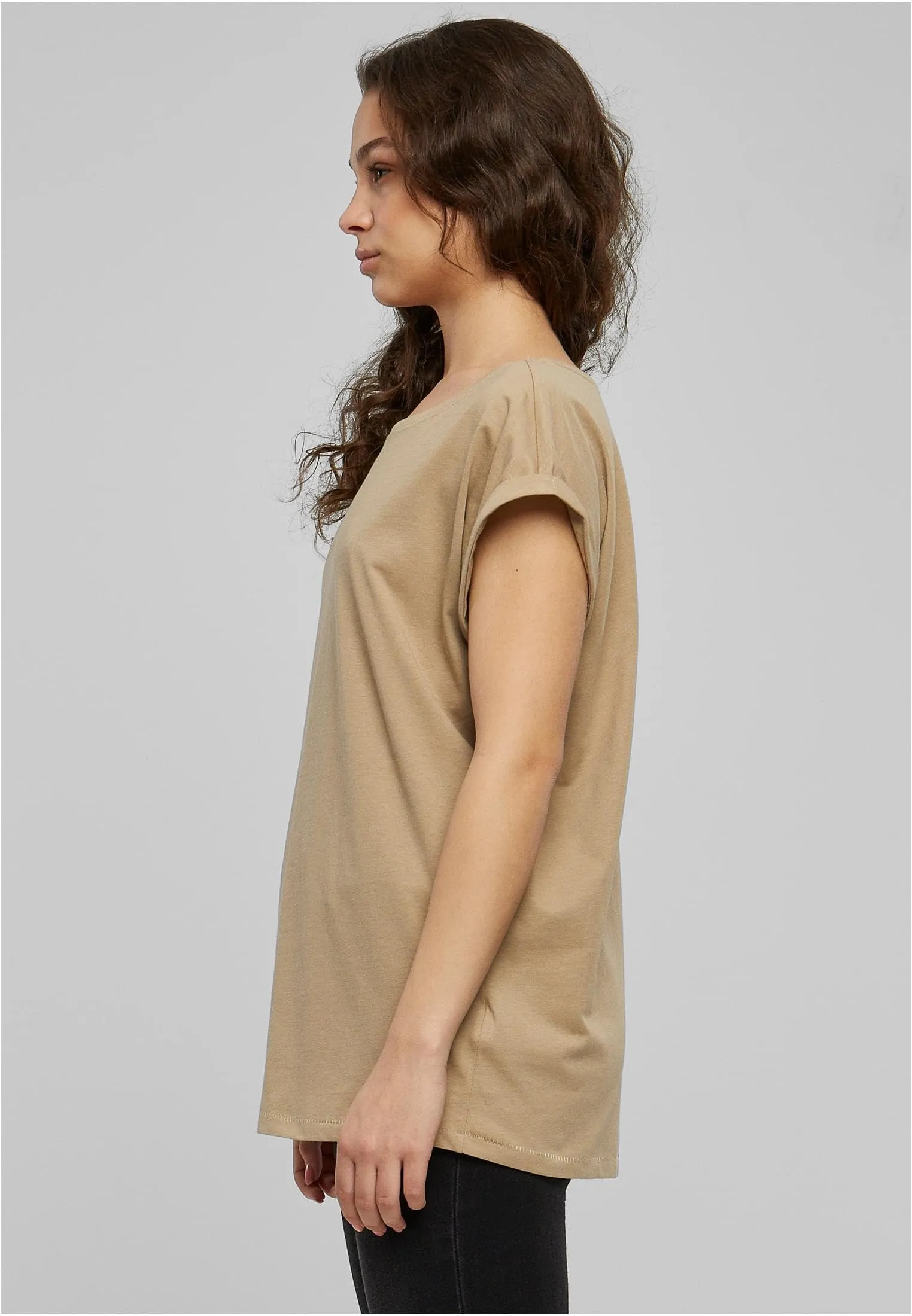 Urban Classics T-shirt da Donna con Manica Arrotolata in Cotone, Rosso Ciliegia, Taglia XXL - immagine 8