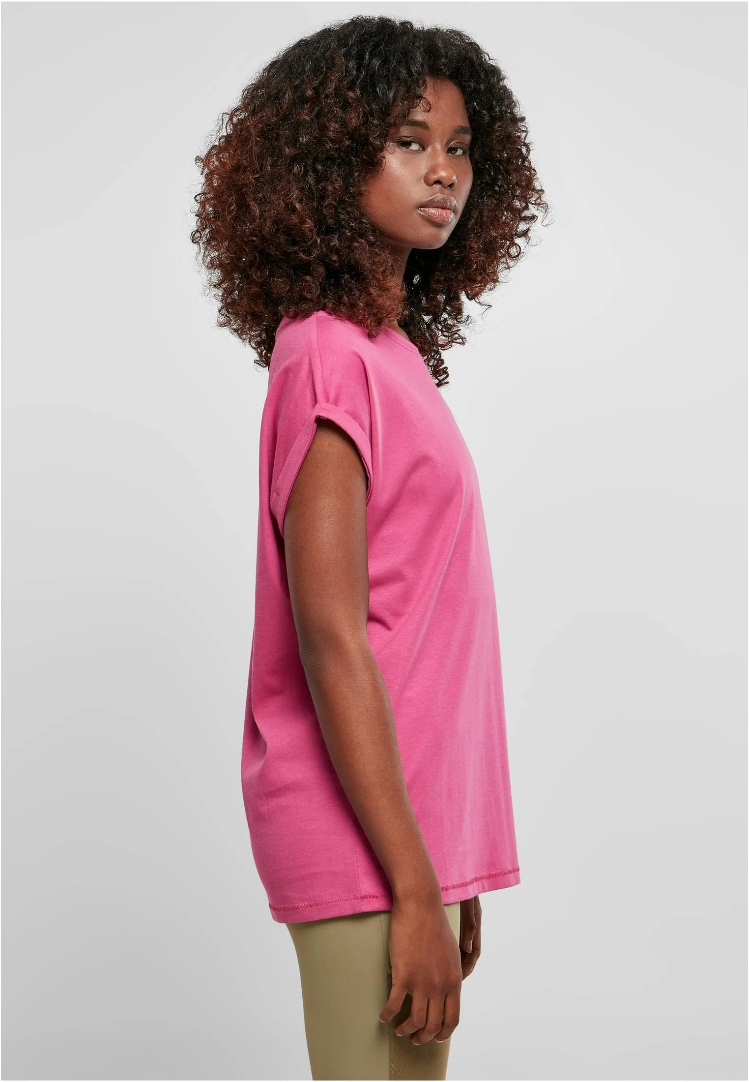 Urban Classics T-shirt da Donna con Maniche Arrotolate, Cotone, Rosso Ciliegia, XXL - immagine 8