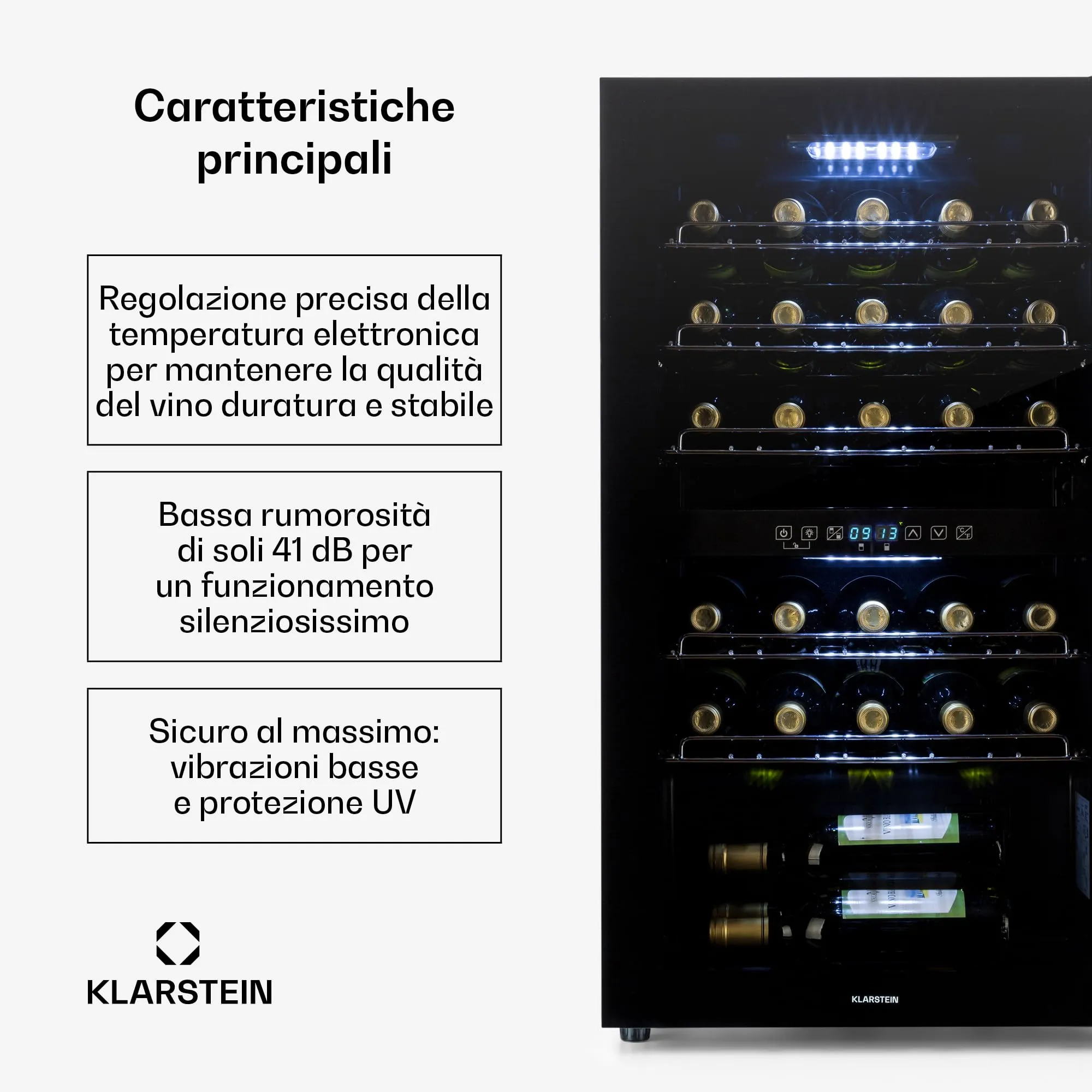 Klarstein Shiraz Cantinetta Vino Nero - 29 Bottiglie, 80 L, Doppia Temperatura - immagine 3