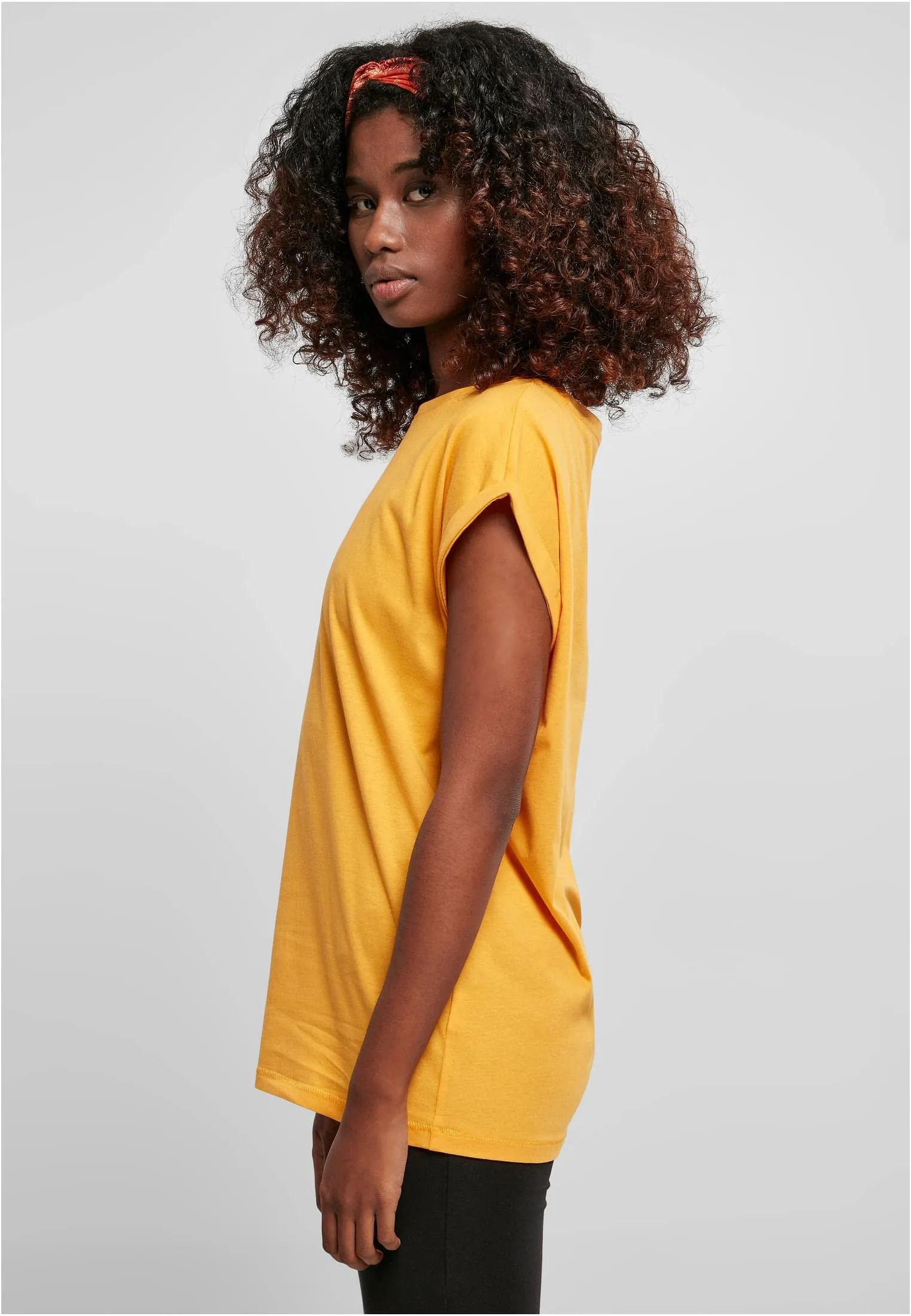 Urban Classics T-shirt da Donna con Manica Arrotolata in Cotone, Rosso Ciliegia, Taglia XXL - immagine 9