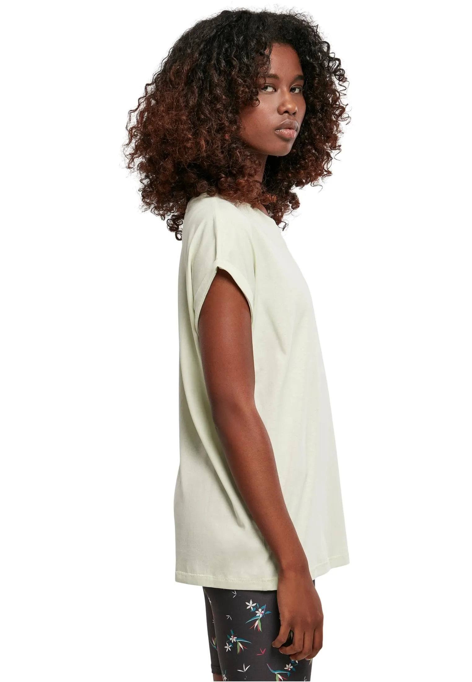 Urban Classics Donna T-Shirt in Cotone con Maniche Arrotolate e Scollo Rotondo, Rosso Ciliegia, XXL - immagine 2
