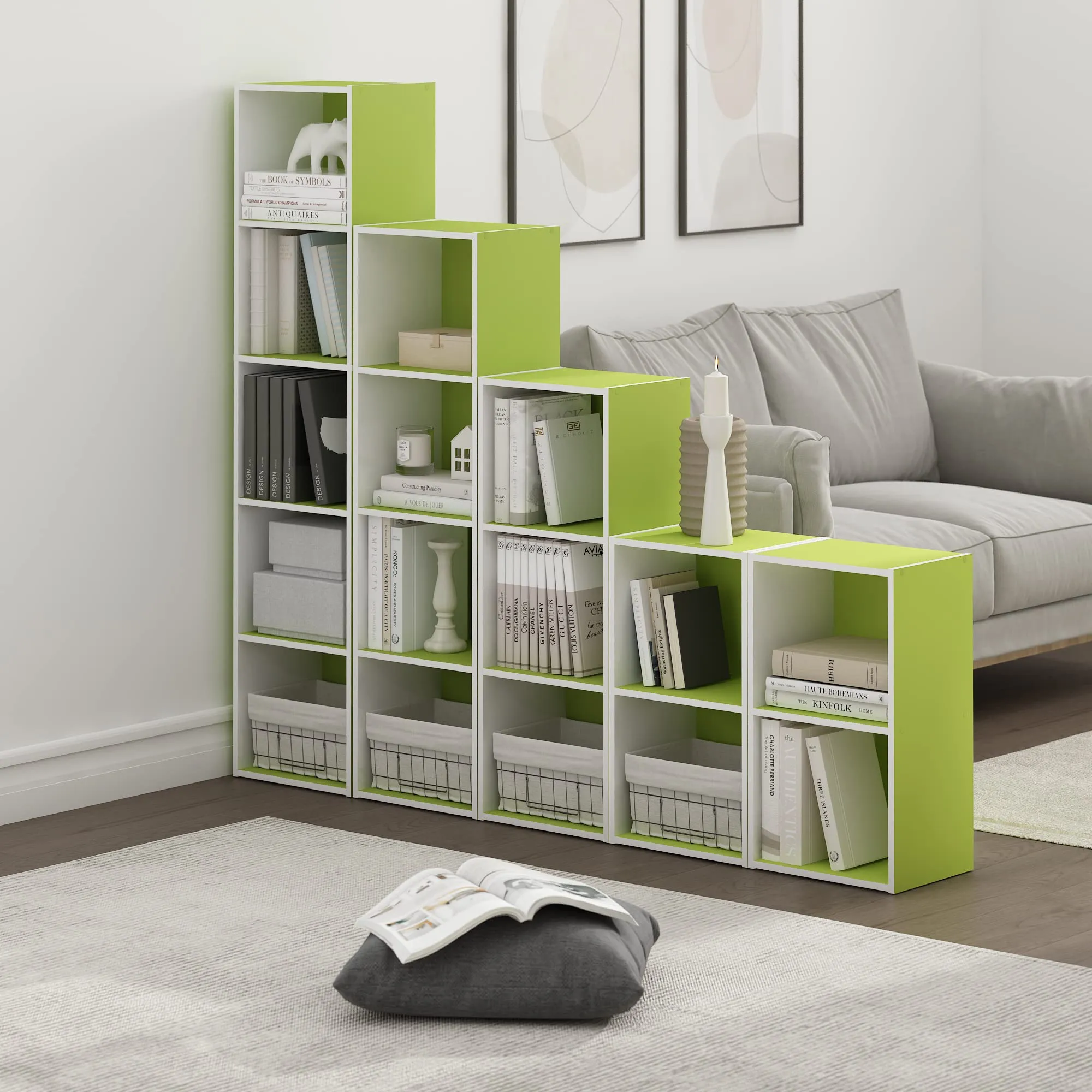 Furinno Pasir Libreria a 2 Ripiani Aperti, Verde/Bianco - immagine 2