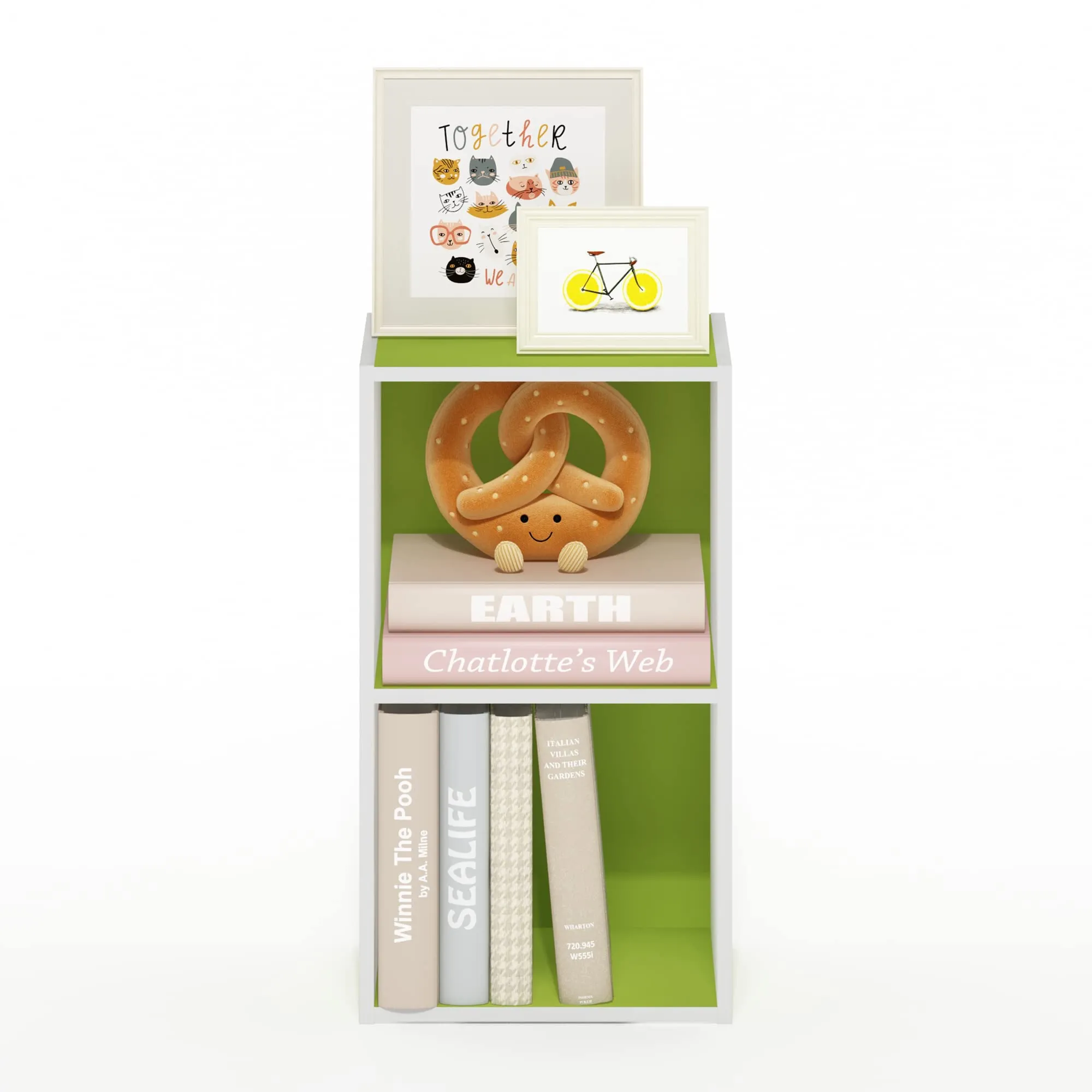 Furinno Pasir Libreria a 2 Ripiani Aperti, Verde/Bianco - immagine 5
