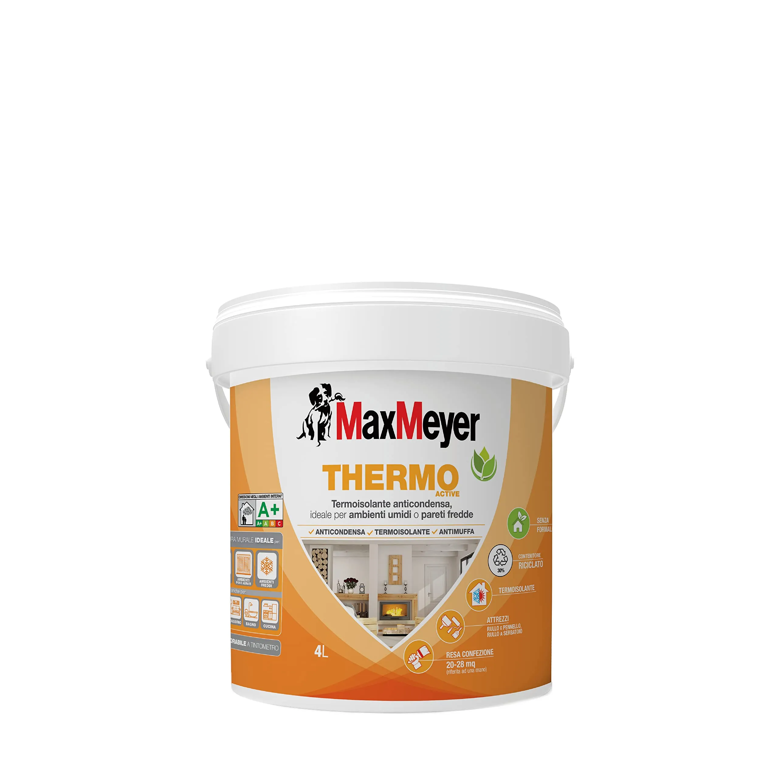 MaxMeyer Thermo A+ Active Pittura per interni, Bianco, 4 L - immagine 2