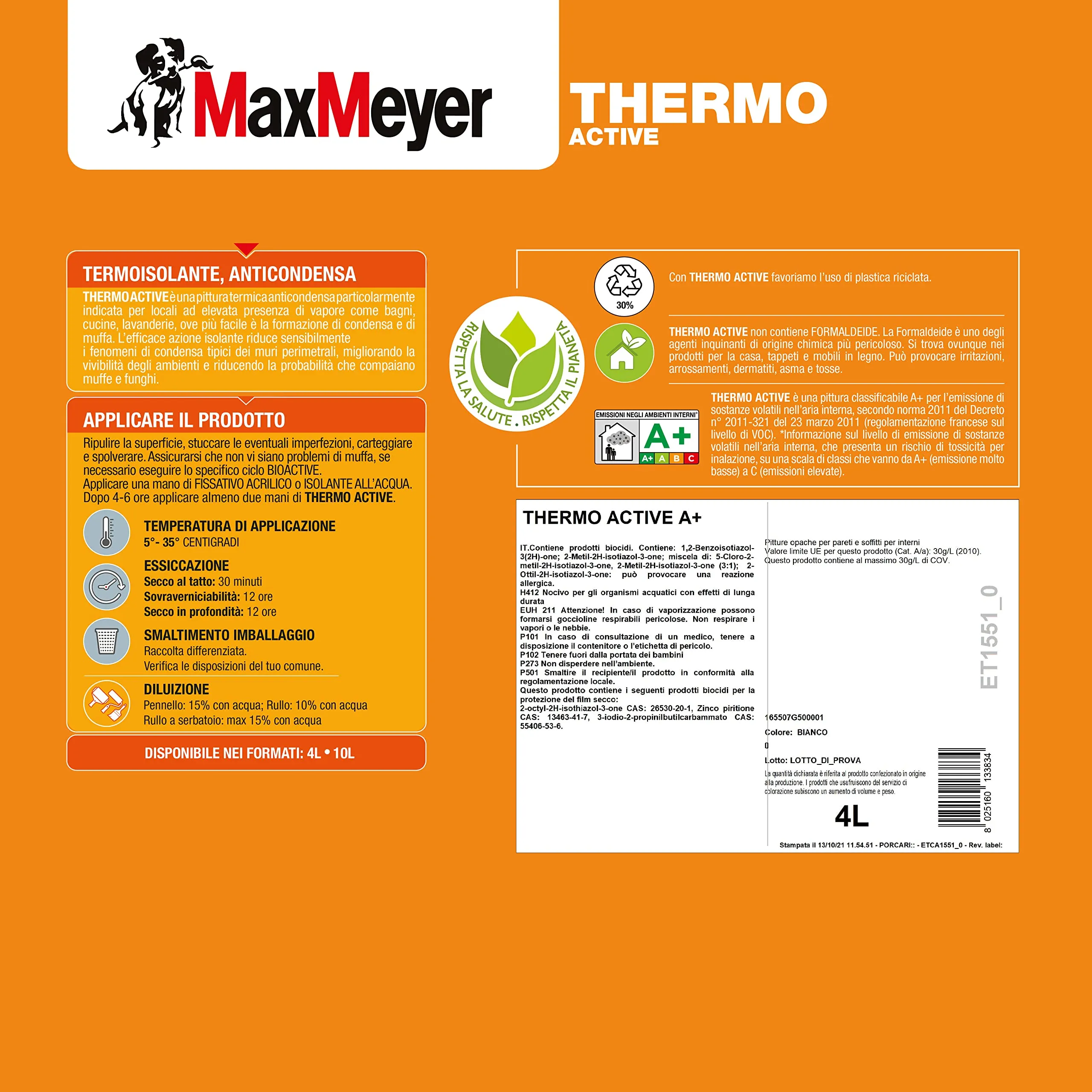 MaxMeyer Thermo A+ Active Pittura per interni, Bianco, 4 L - immagine 5
