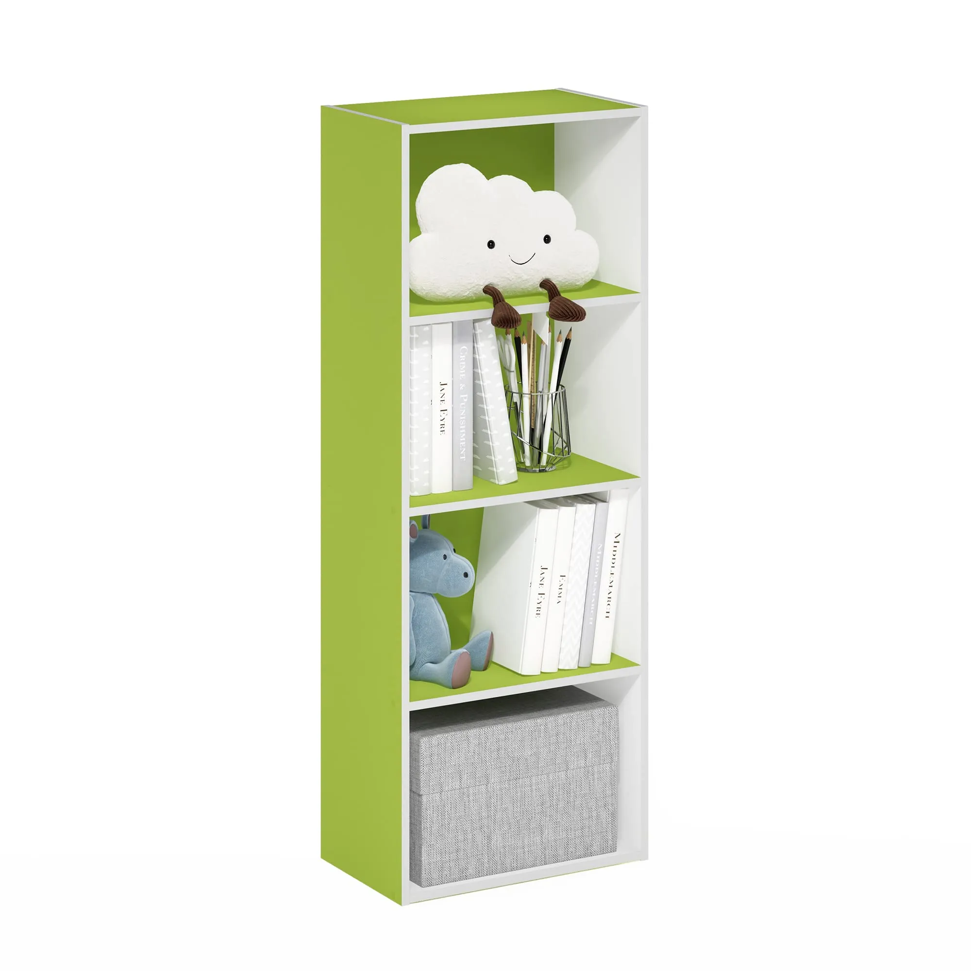 Furinno Luder Libreria a 4 ripiani, Verde/Bianco - immagine 1