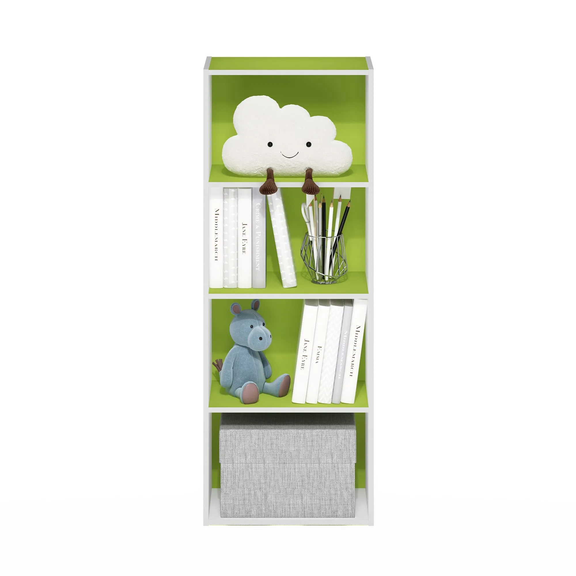 Furinno Luder Libreria a 4 ripiani, Verde/Bianco - immagine 5