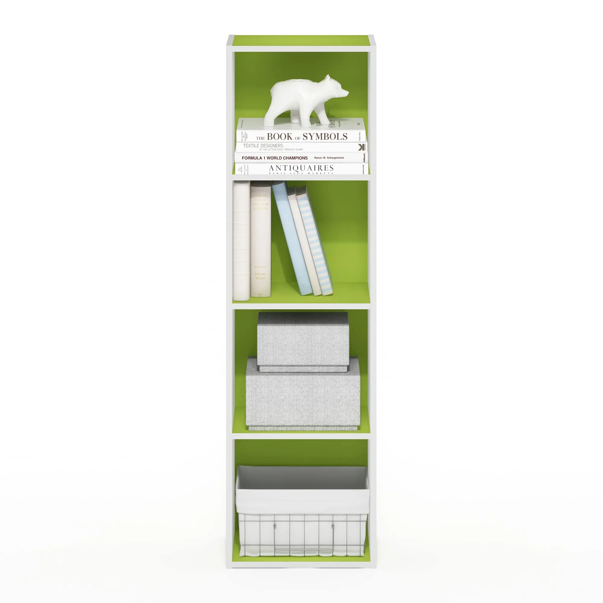Furinno Pasir Libreria a 4 ripiani aperti, Verde/Bianco - immagine 6