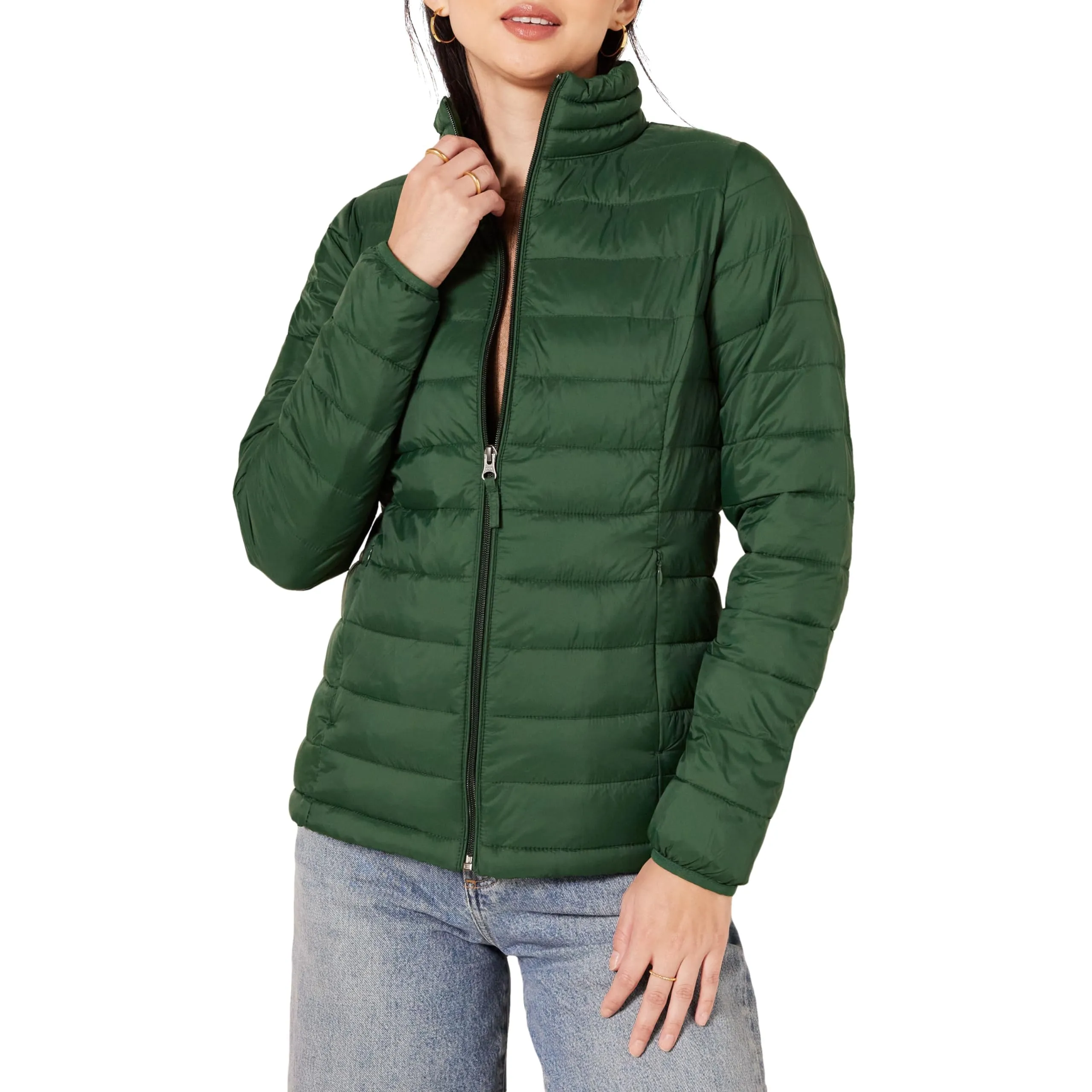 Amazon Essentials Piumino Leggero Resistente all'Acqua Ripiegabile Donna, Verde Scuro, S - immagine 1