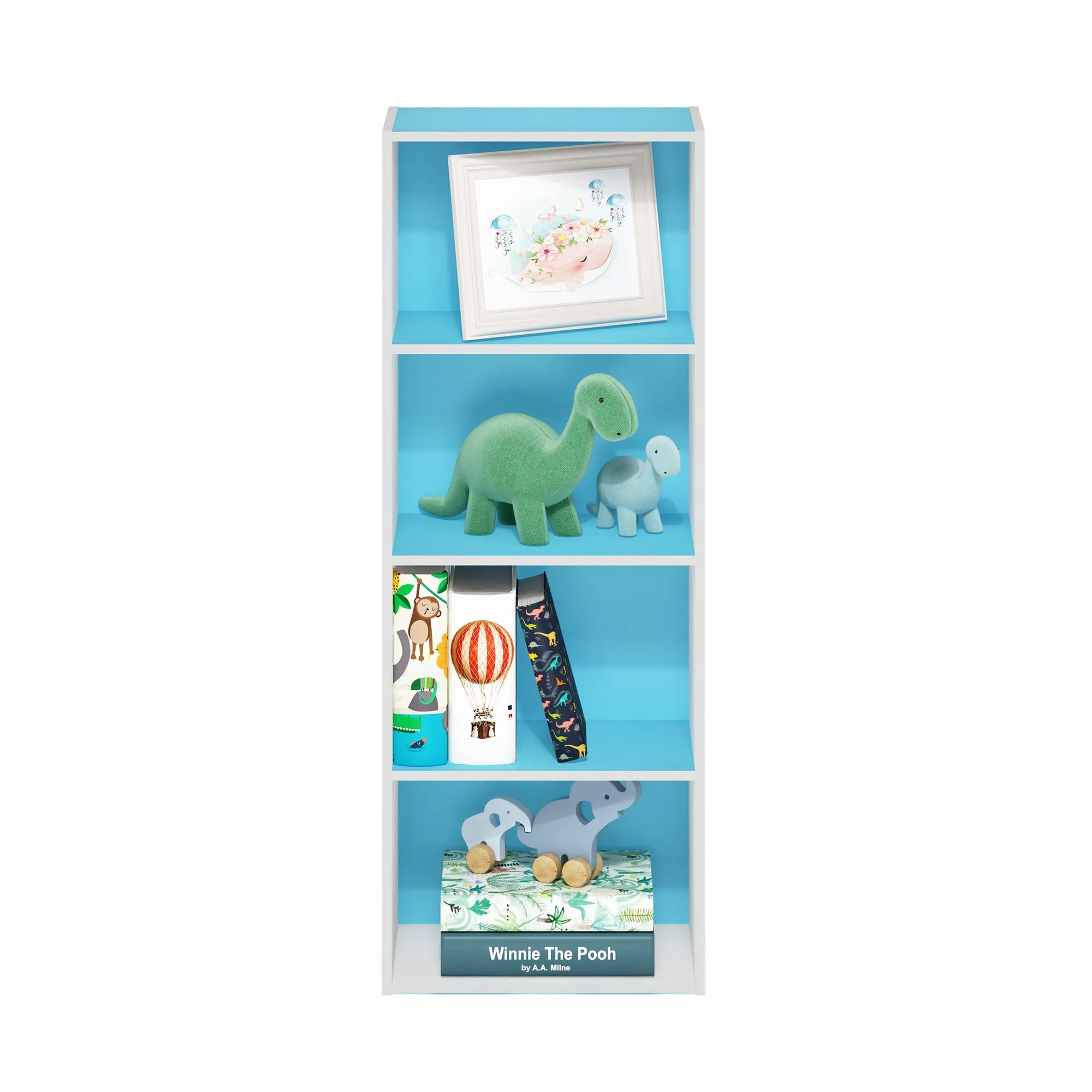 Furinno Luder Libreria a 4 ripiani, Azzurro/Bianco - immagine 5