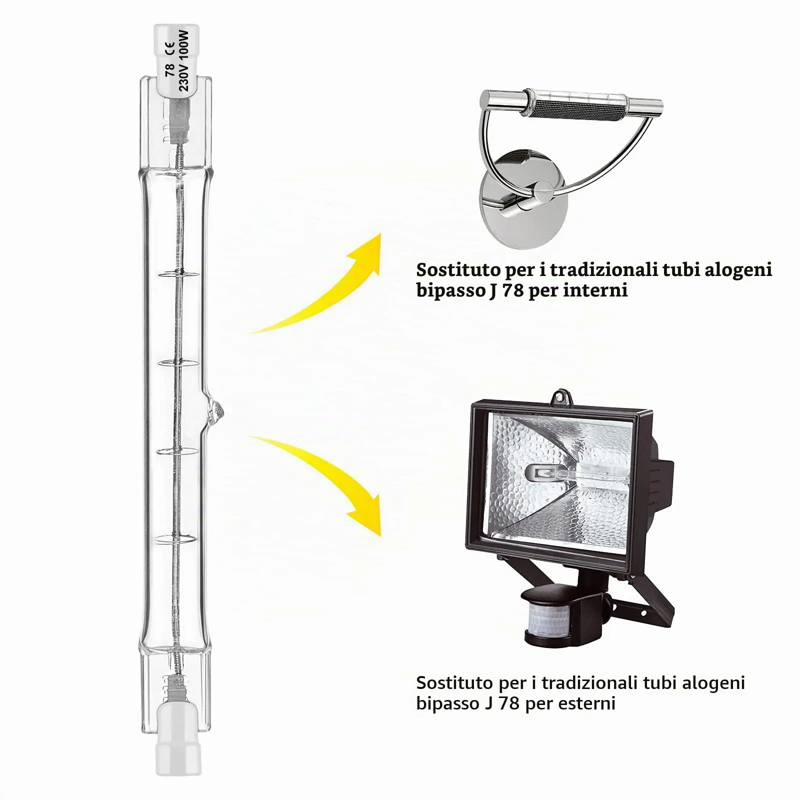 Jaenmsa Lampadine Alogene R7S J78 100W 230V 78mm Dimmerabili Bianco Caldo 2700K 1000LM, Confezione da 5 - immagine 3