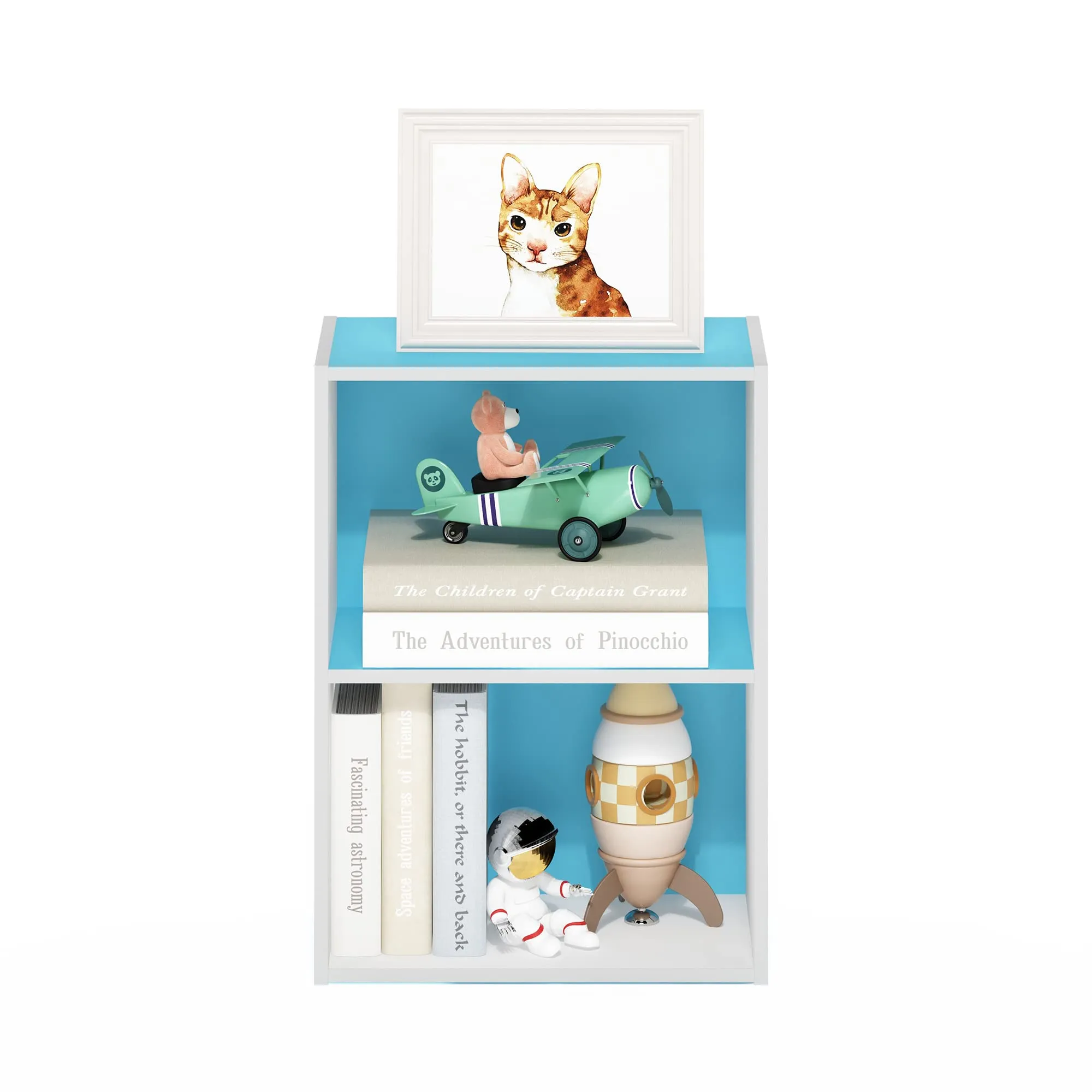 Furinno Luder Libreria a 2 ripiani, Azzurro/Bianco - immagine 3