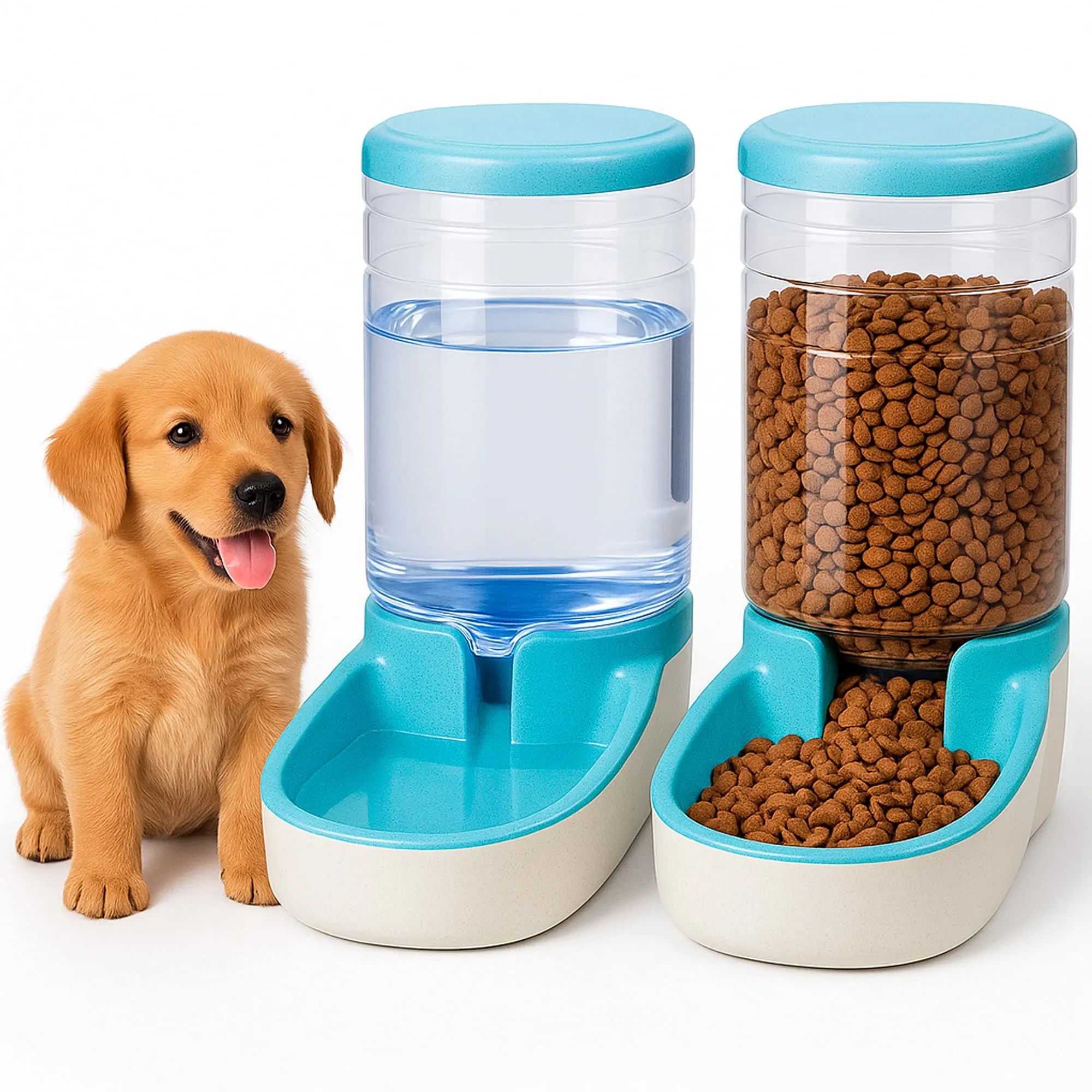 Edipets Dispenser Automatico di Crocchette e Acqua per Cani e Gatti, 3.8L, Blu - immagine 1
