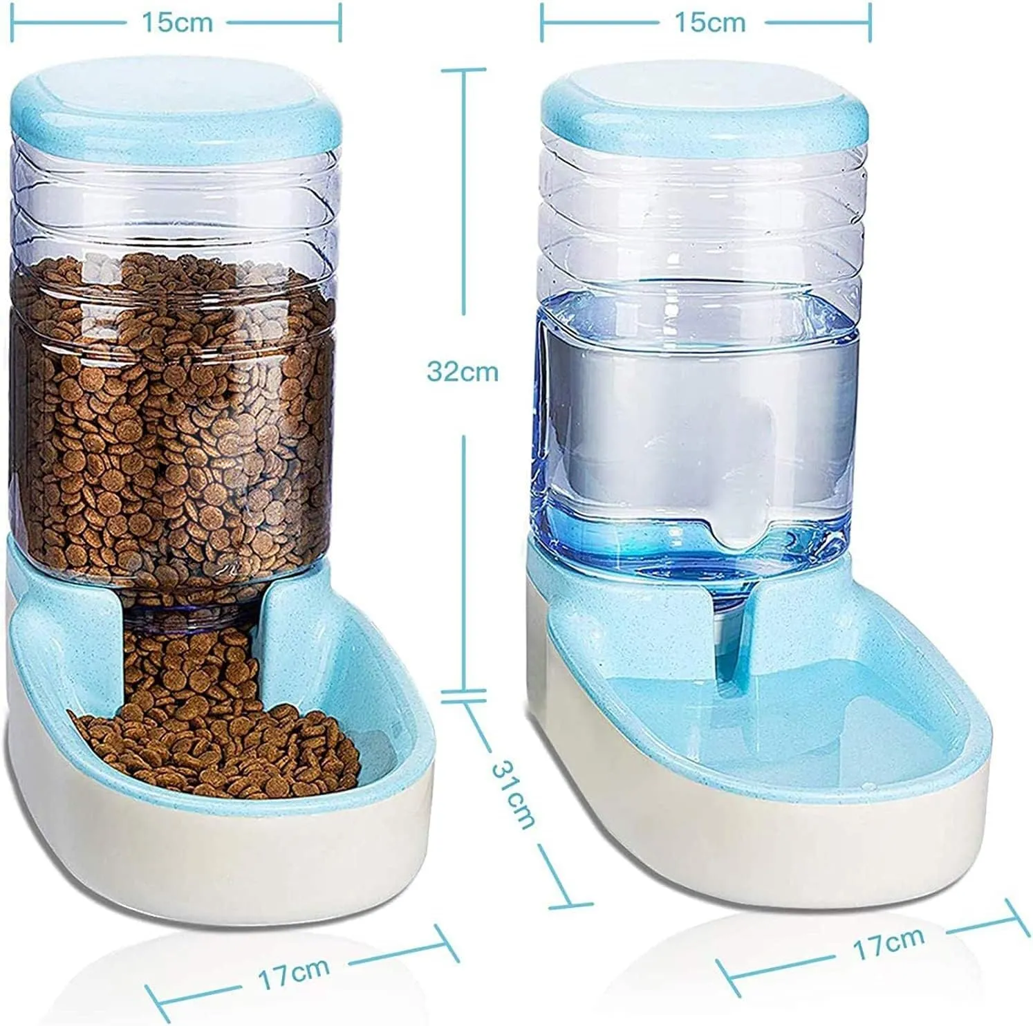 Edipets Dispenser Automatico di Crocchette e Acqua per Cani e Gatti, 3.8L, Blu - immagine 4