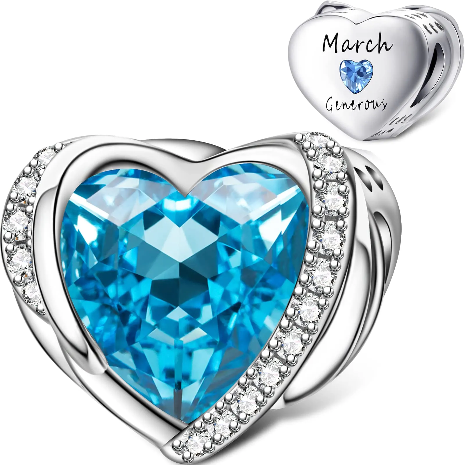 NINGAN Ciondoli Ali d'Angelo con Perla a Cuore e Pietra Portafortuna in Argento Sterling 925 - immagine 1