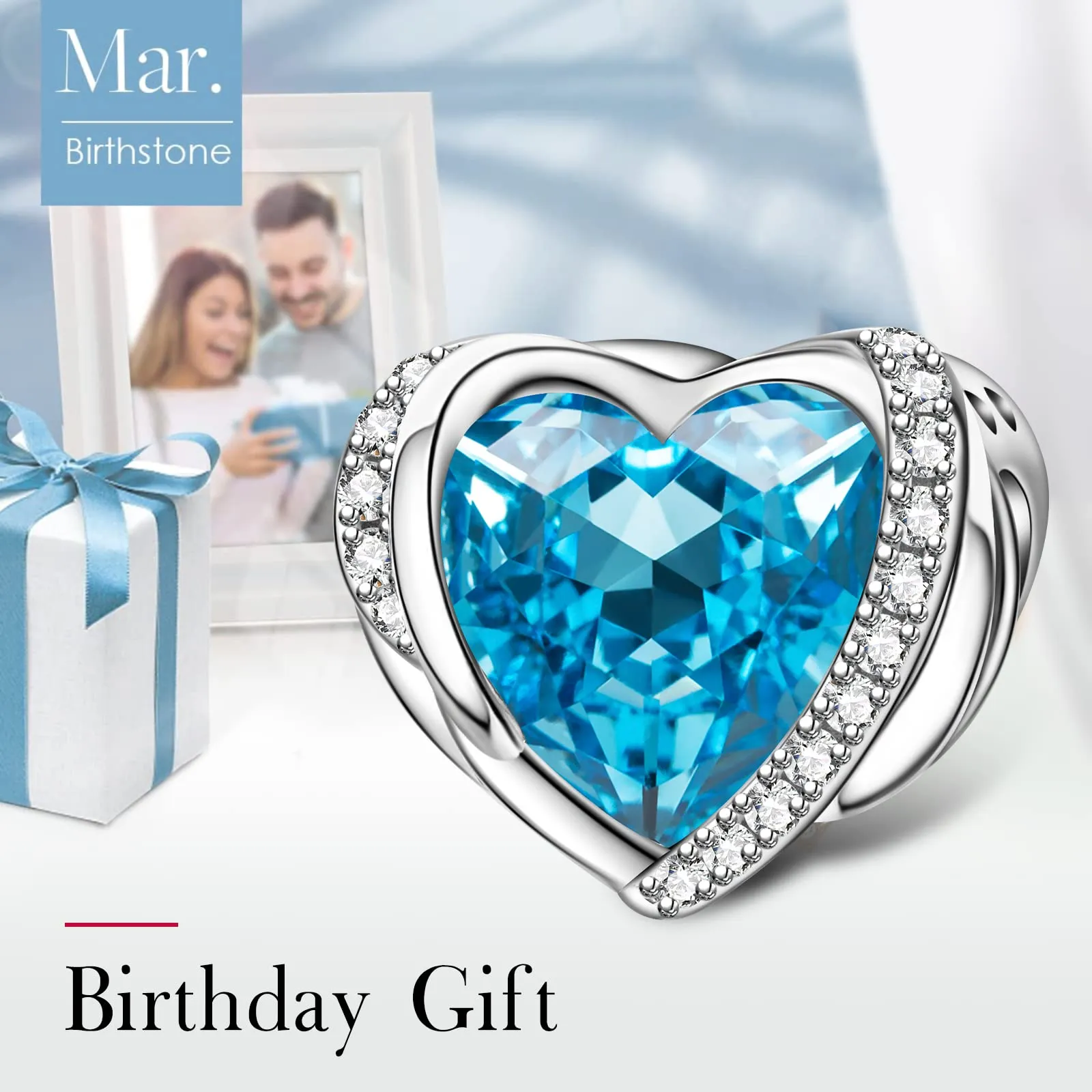 NINGAN Ciondoli Ali d'Angelo con Perla a Cuore e Pietra Portafortuna in Argento Sterling 925 - immagine 2