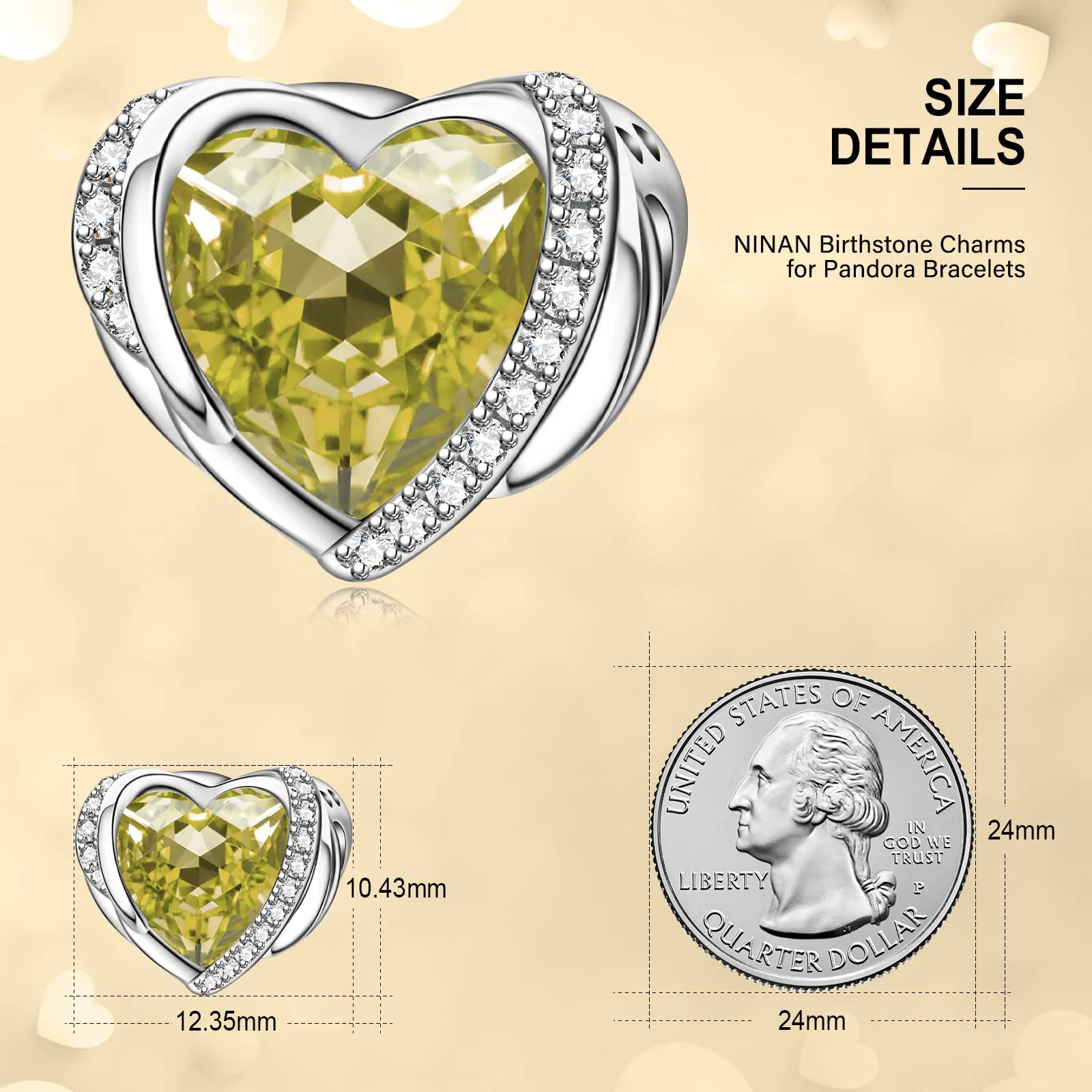 NINGAN Ciondolo Cuore con Ali d'Angelo in Argento Sterling 925 e Pietra Portafortuna - immagine 5