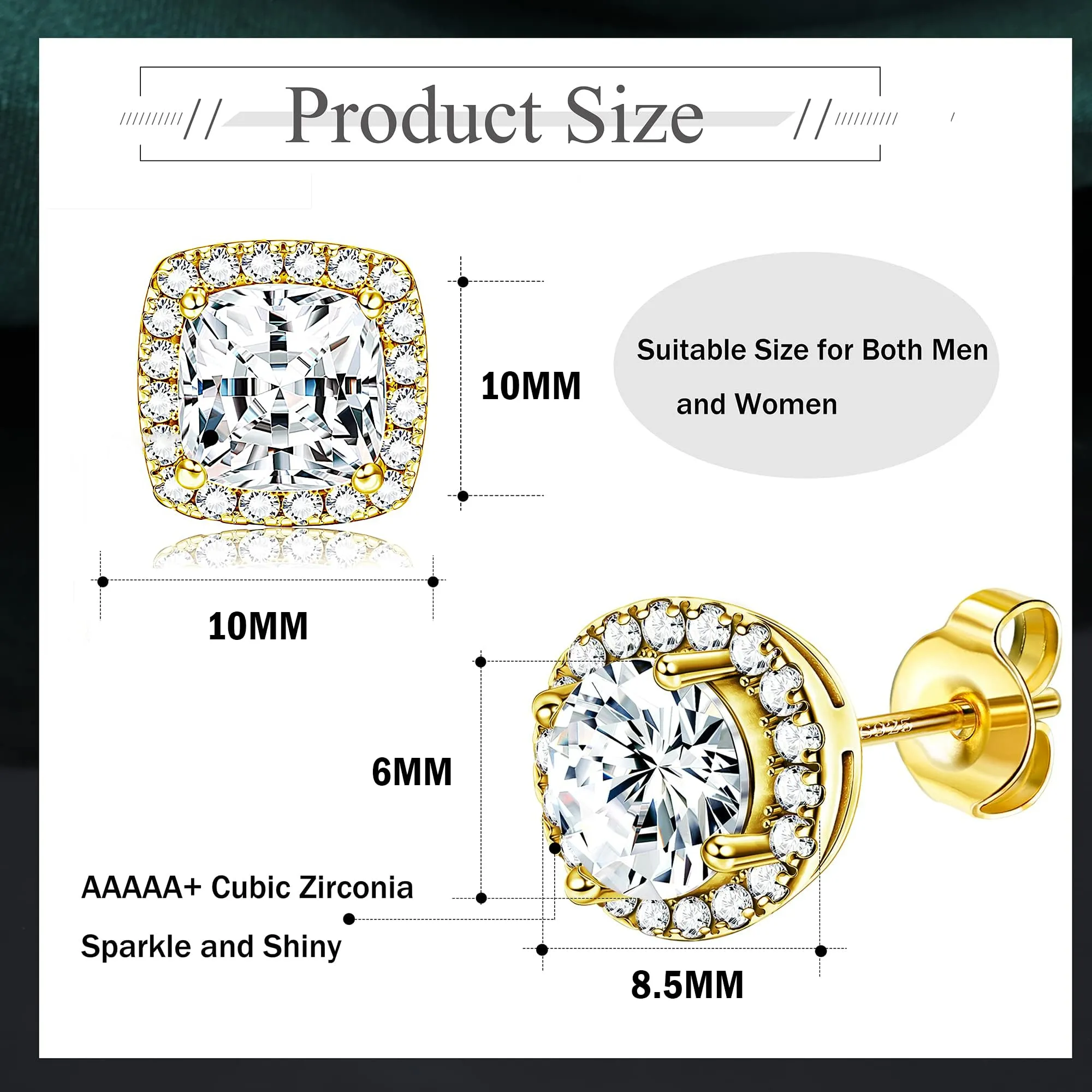 Dochais Orecchini in Argento Sterling 925 con Zirconi Cubici per Uomo e Donna - immagine 2