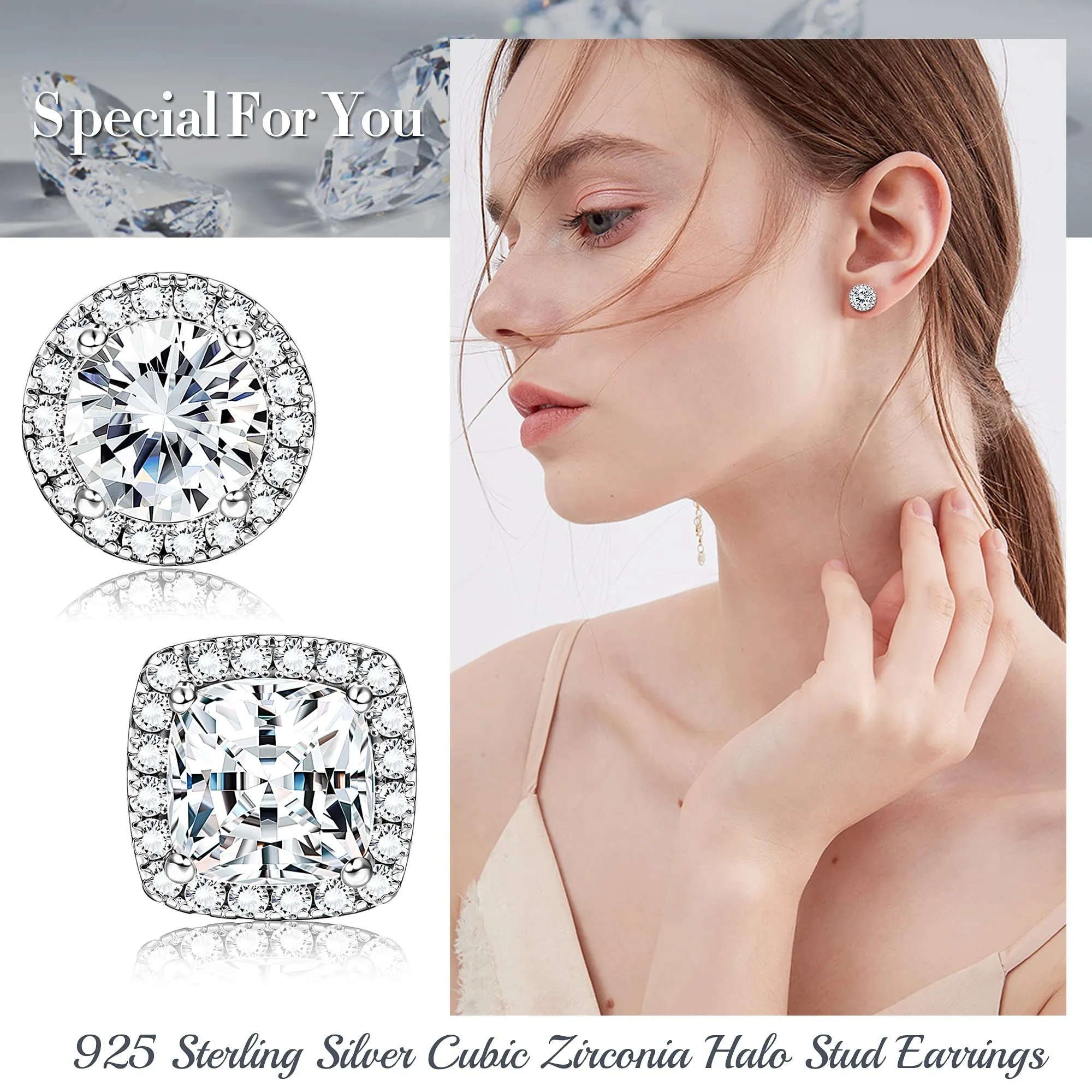 Dochais Orecchini in Argento Sterling 925 con Zirconi Cubici per Uomo e Donna - immagine 4