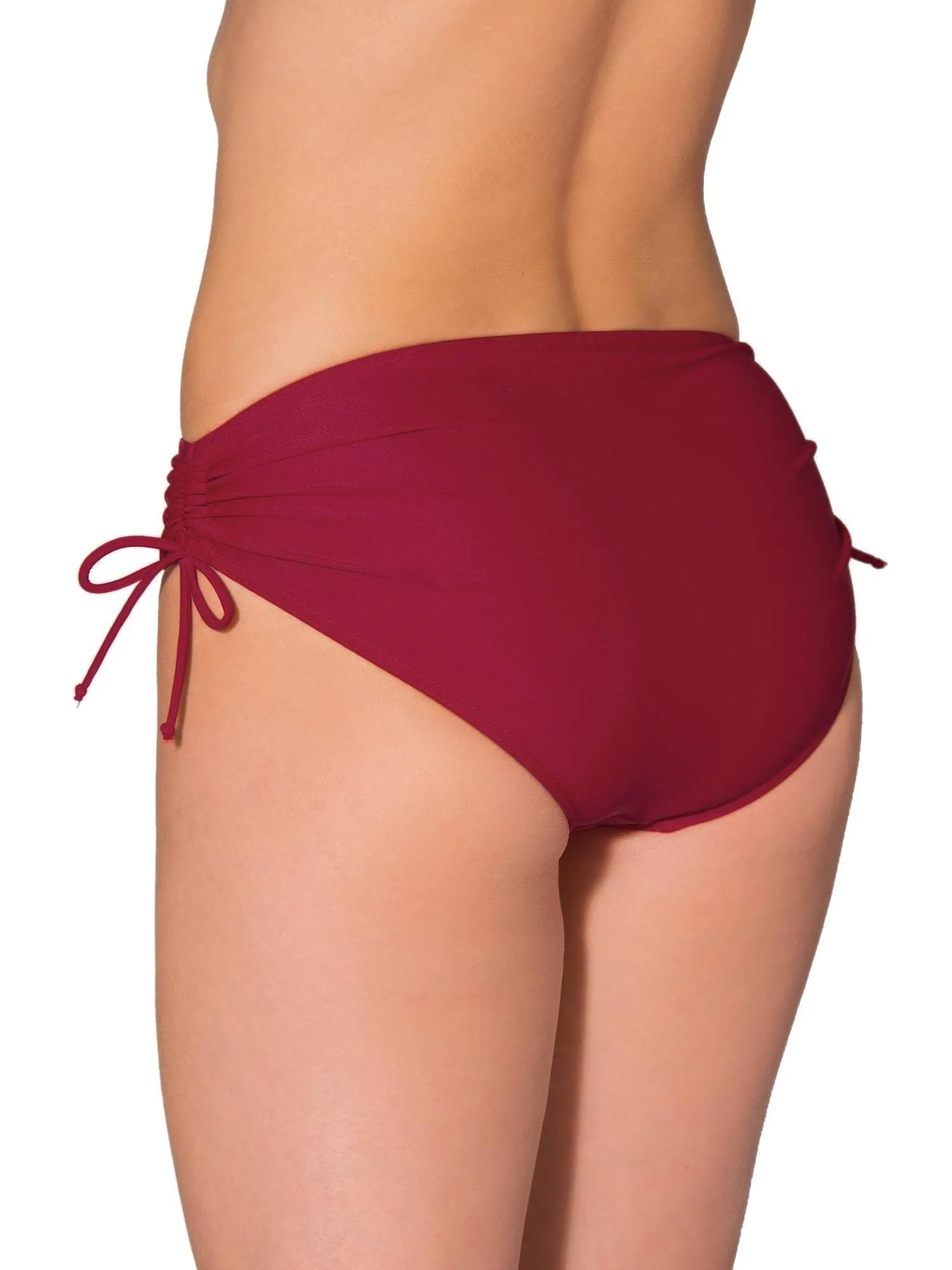 Aquarti Slip Costume Donna con Laccetti, Rosso Scuro, 46 - immagine 2