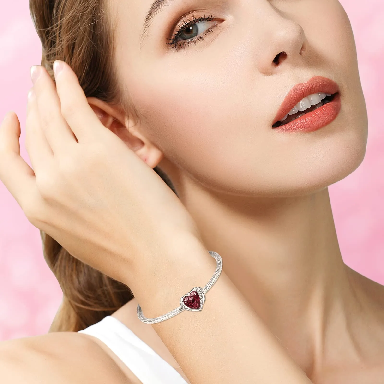 NINGAN Ciondoli Ali d'Angelo e Cuore in Argento Sterling 925 con Pietra Portafortuna di Gennaio - immagine 3