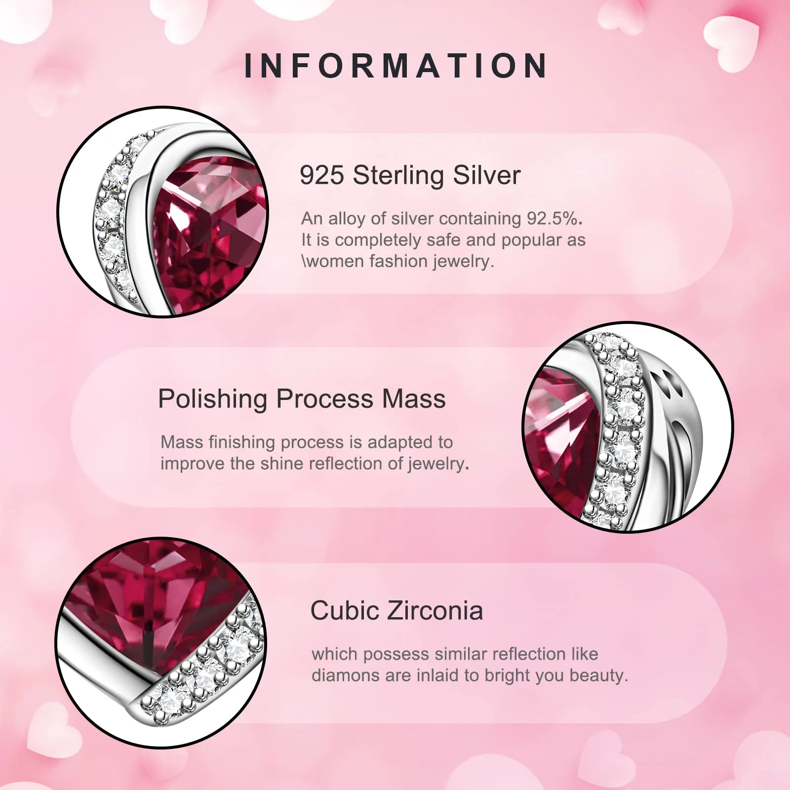 NINGAN Ciondoli Ali d'Angelo e Cuore in Argento Sterling 925 con Pietra Portafortuna di Gennaio - immagine 6