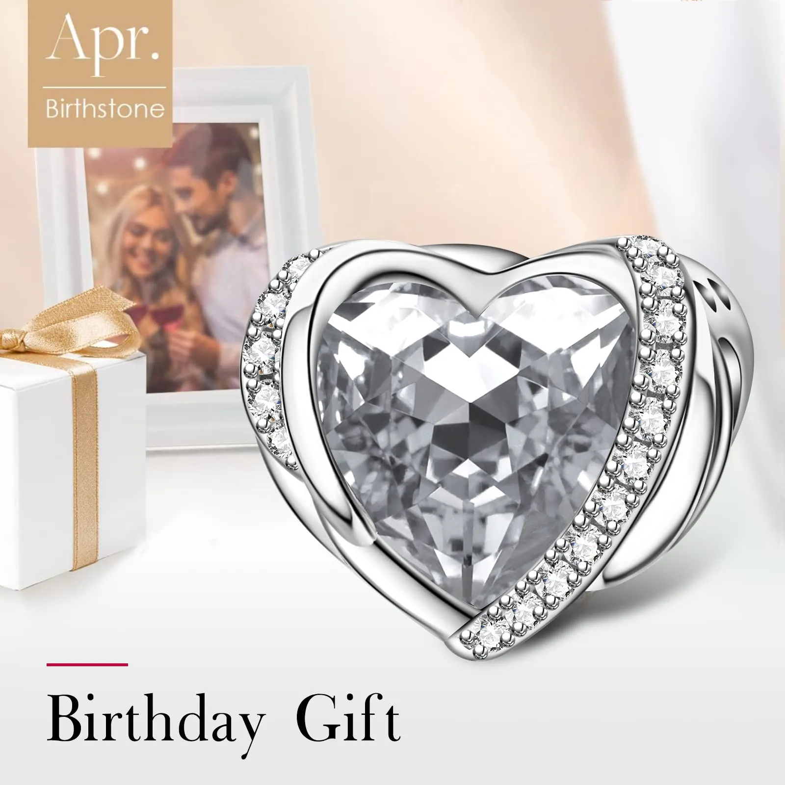 NINGAN Ciondolo Ali d'Angelo e Cuore in Argento Sterling 925 con Pietra Portafortuna - immagine 2