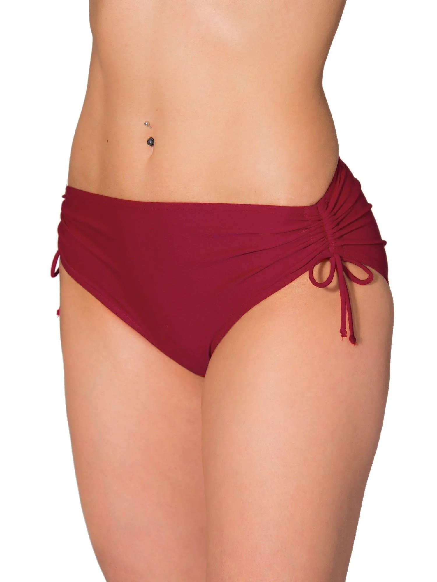 Aquarti Slip Costume Donna con Laccetti, Rosso Scuro, 44 - immagine 1