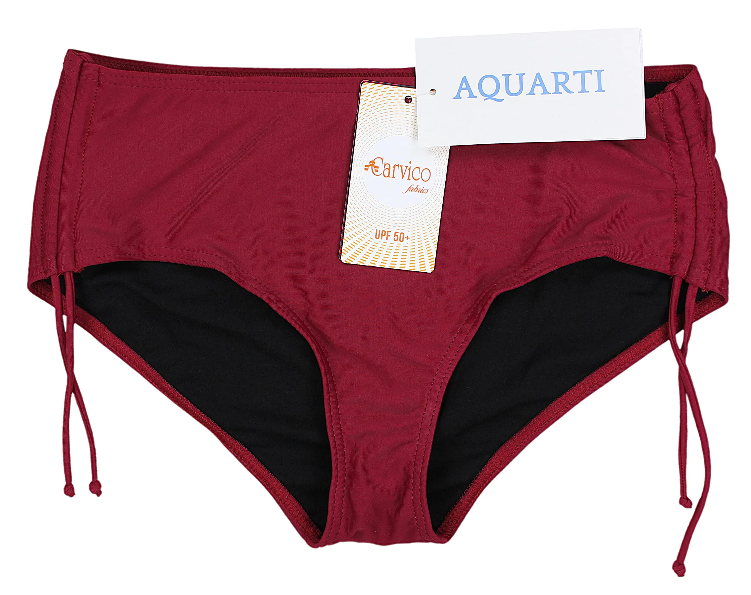 Aquarti Slip Costume Donna con Laccetti, Rosso Scuro, 44 - immagine 3