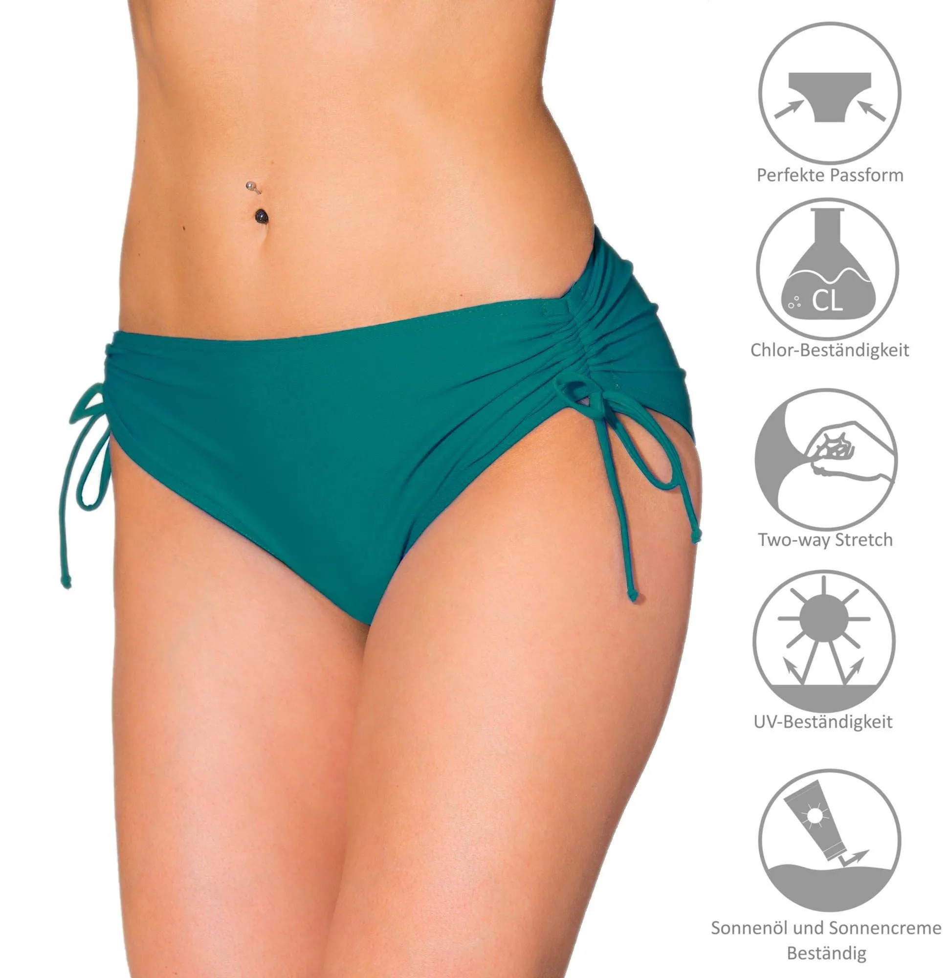 Aquarti Slip Costume Donna con Laccetti, Verde Smeraldo, 42 - immagine 4