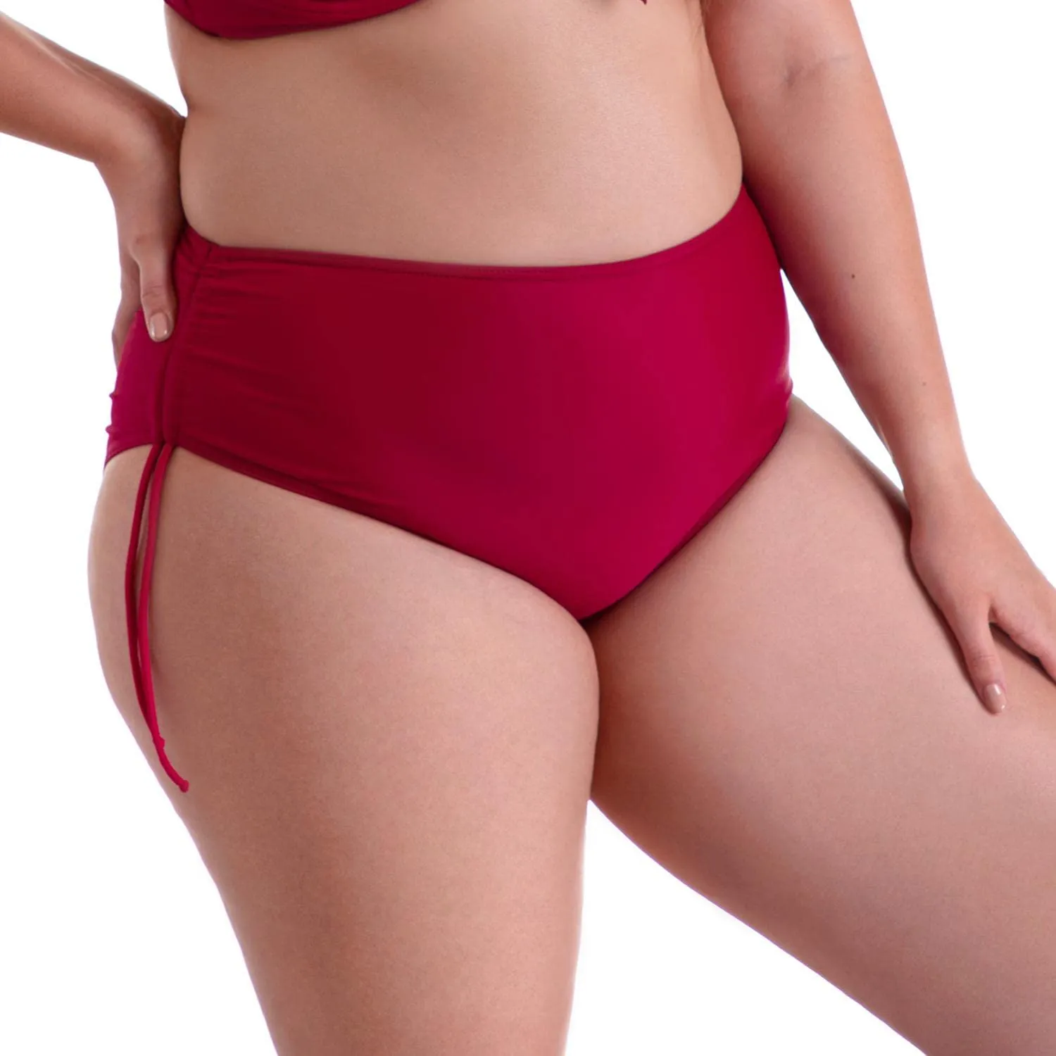Aquarti Slip Costume Donna con Laccetti, Rosso Scuro, 42 - immagine 5
