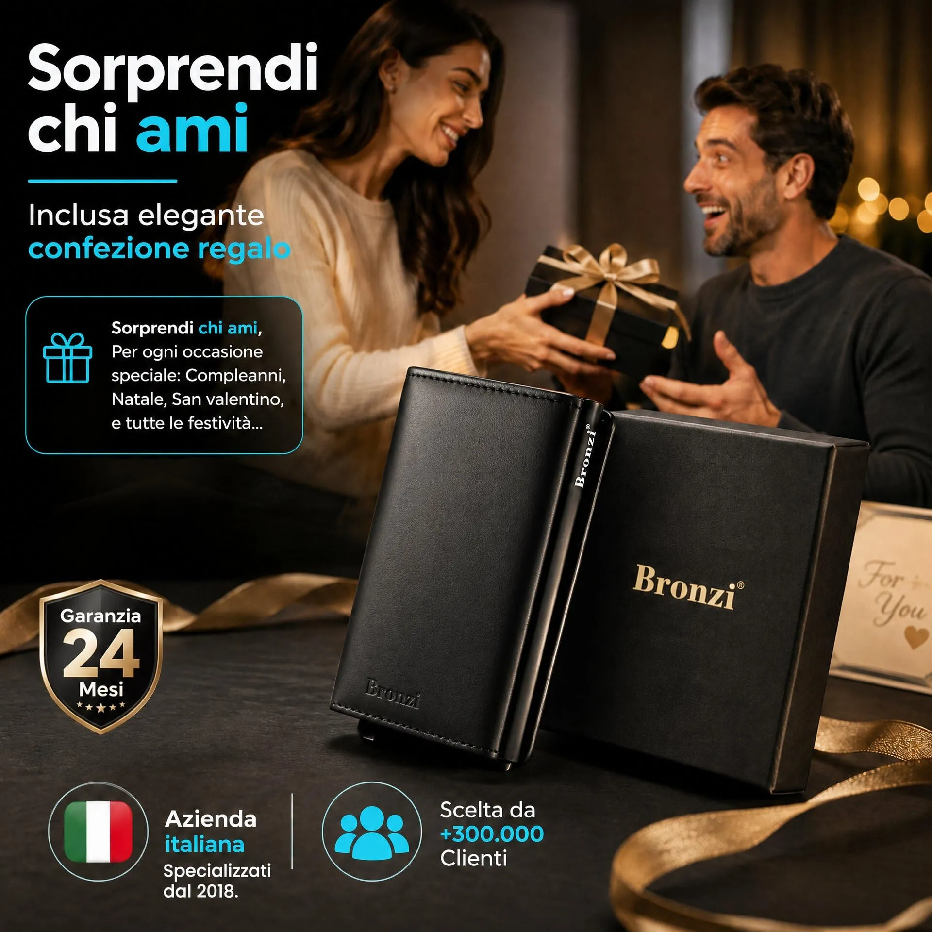 Bronzi Portafoglio Uomo Slim Piccolo Portacarte con Protezione RFID e Portamonete - immagine 7