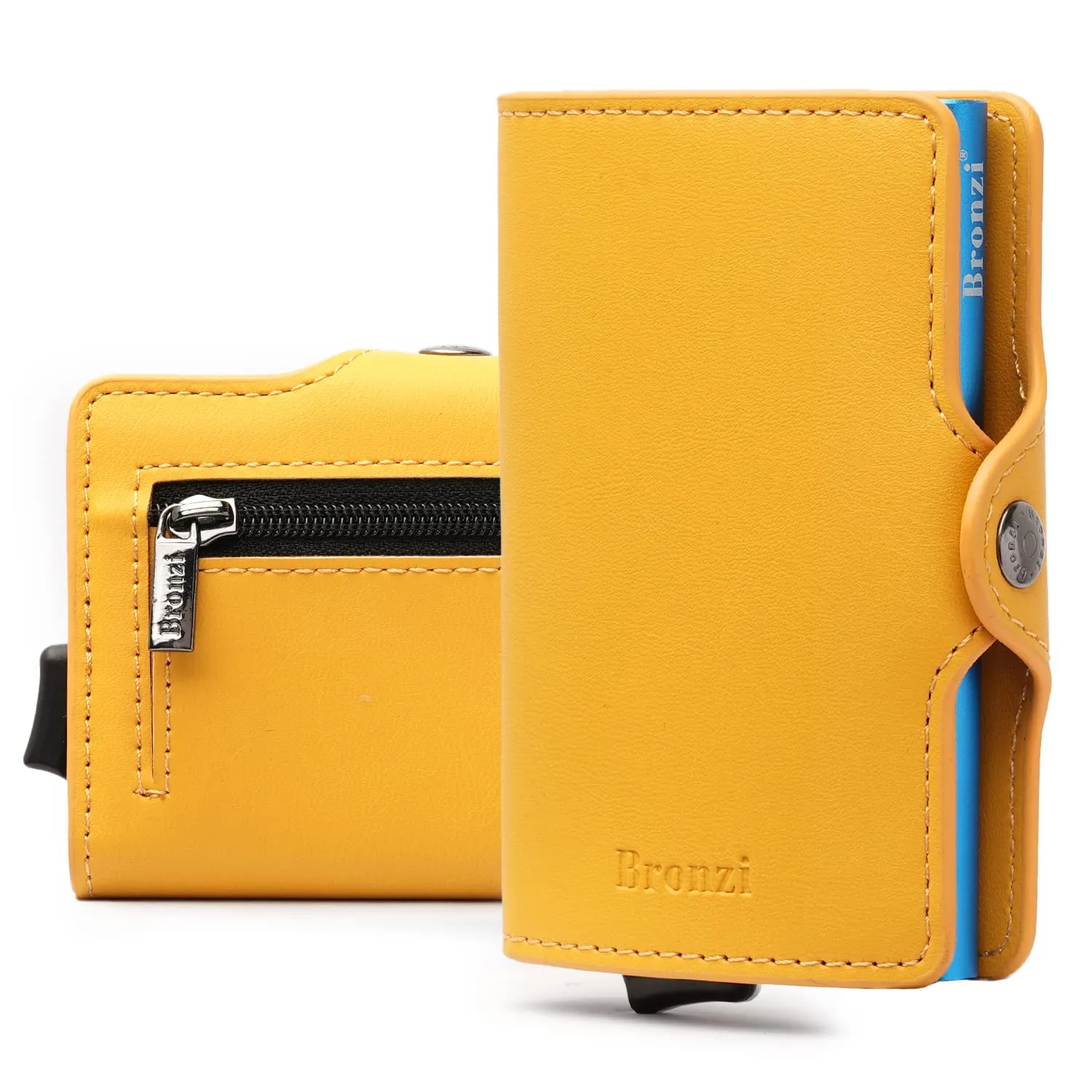 Bronzi Portafoglio Slim Porta Carte Credito RFID in Similpelle - Giallo - immagine 1