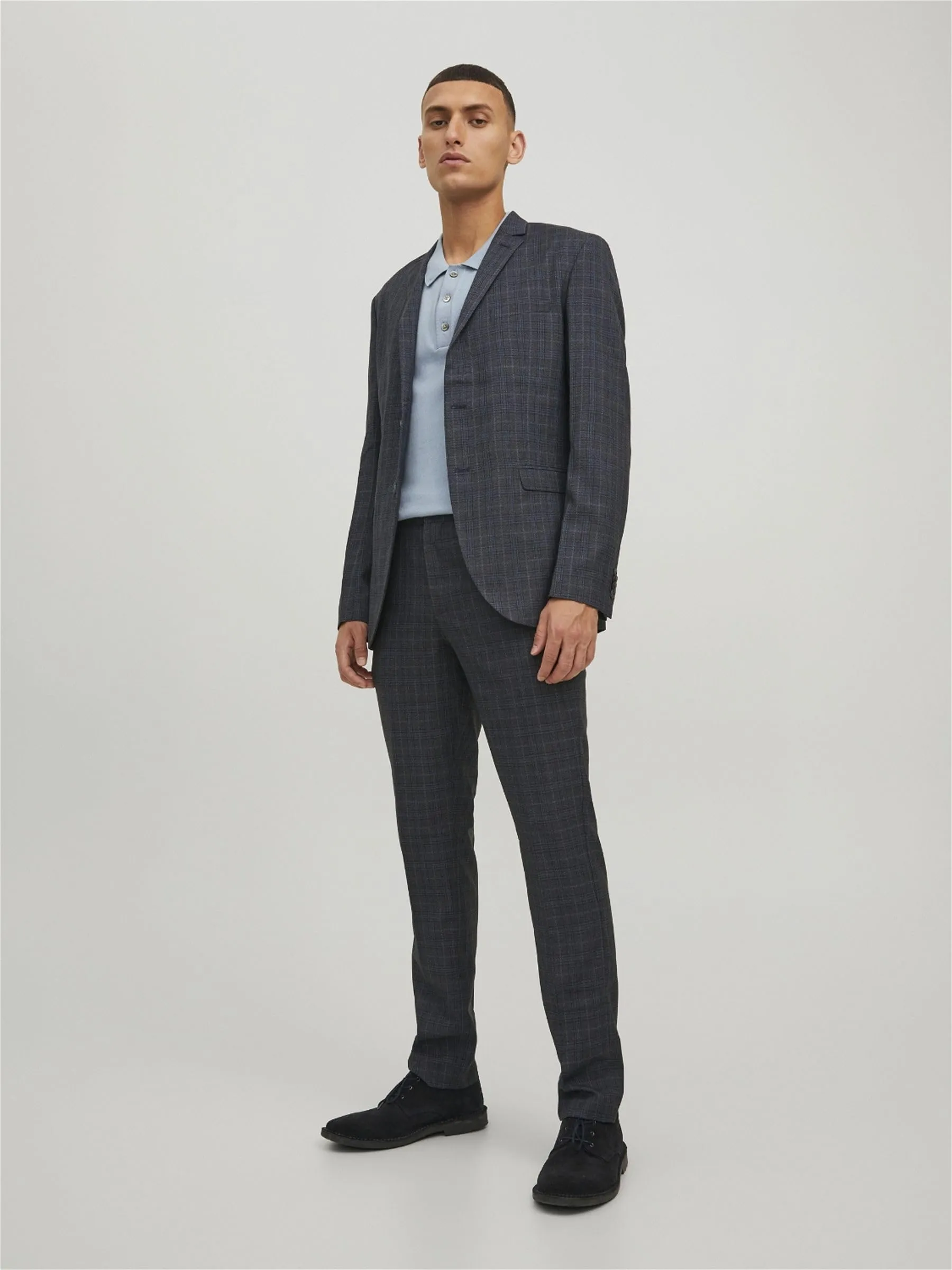Jack & Jones Completo Uomo a Quadri Super Slim Fit Blu Marine, 54 - immagine 3