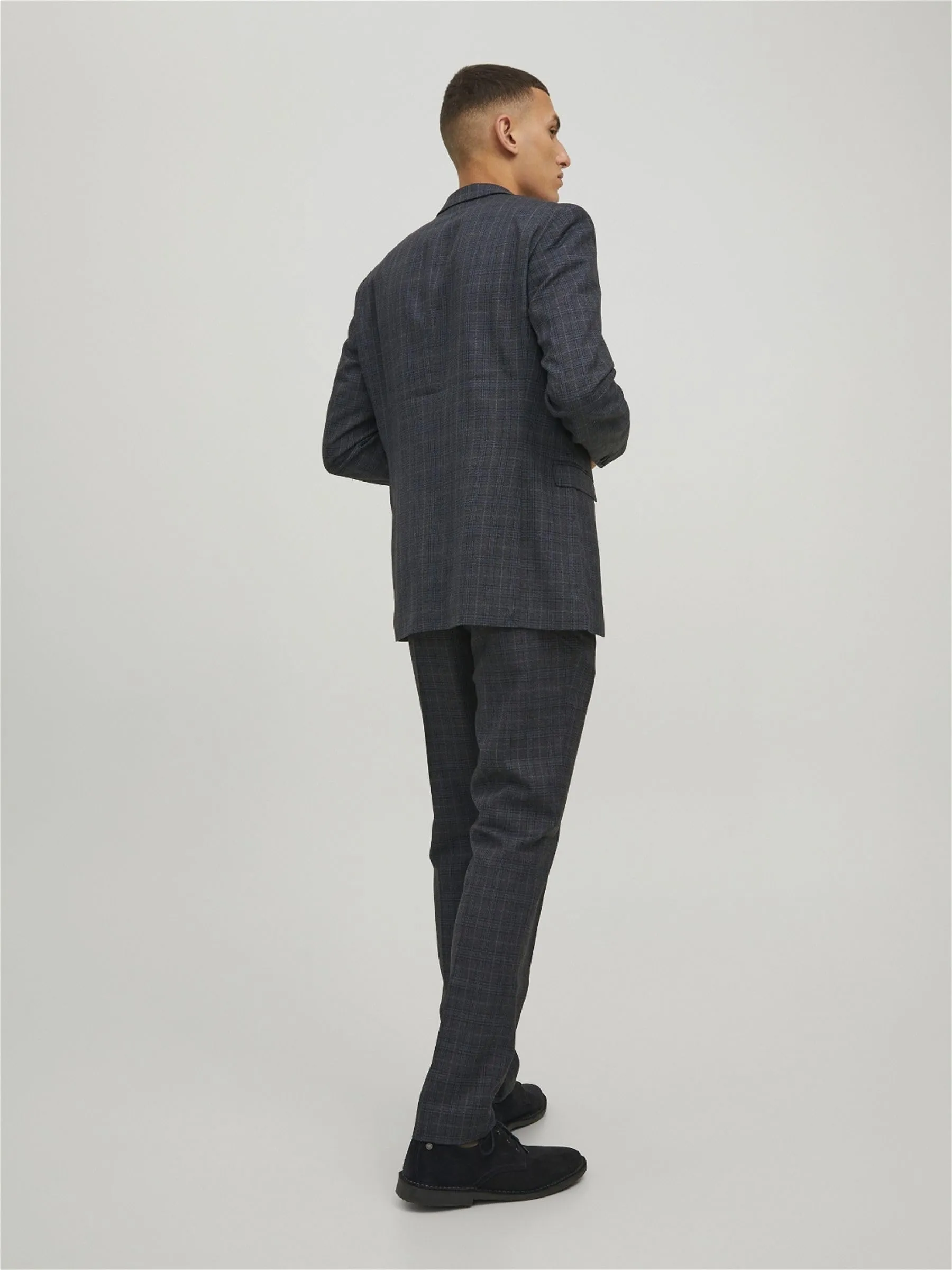 Jack & Jones Completo Uomo a Quadri Super Slim Fit Blu Marine, 54 - immagine 4