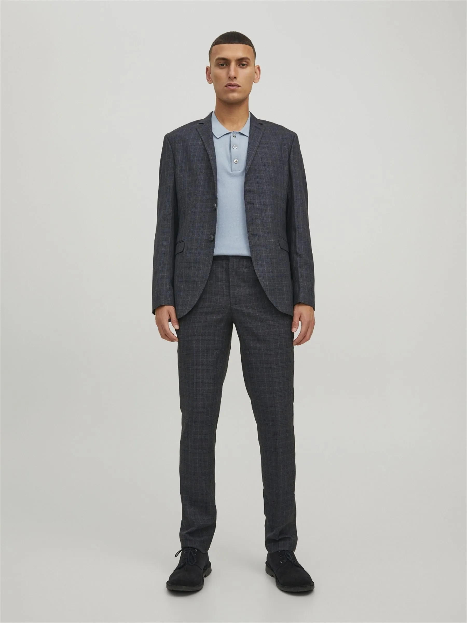 Jack & Jones Completo Uomo a Quadri Super Slim Fit Blu Marine, 54 - immagine 5