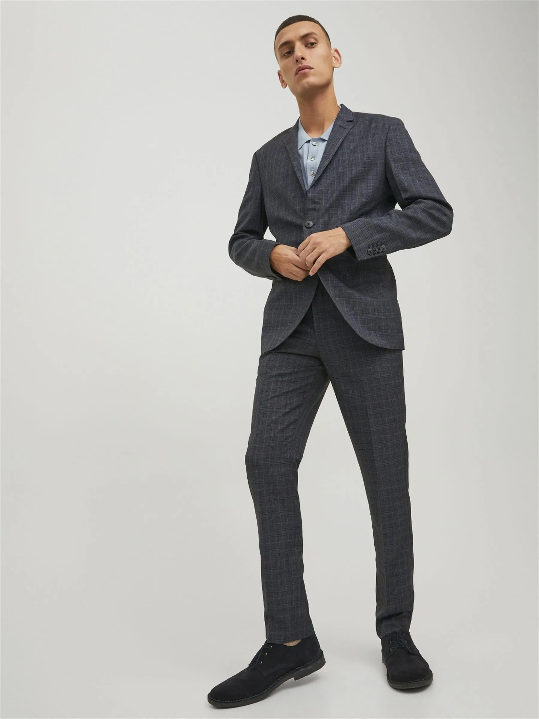 Jack & Jones Completo Uomo a Quadri Super Slim Fit Blu Marine, 54 - immagine 8