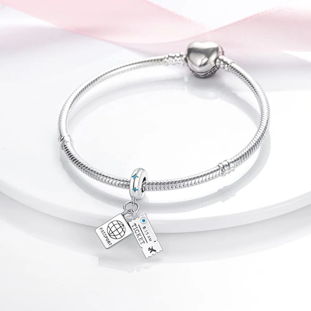 Pandach Bead Charm Ciondolo Argento Sterling 925 con Cubic Zirconia per Braccialetti e Collane europei - immagine 2