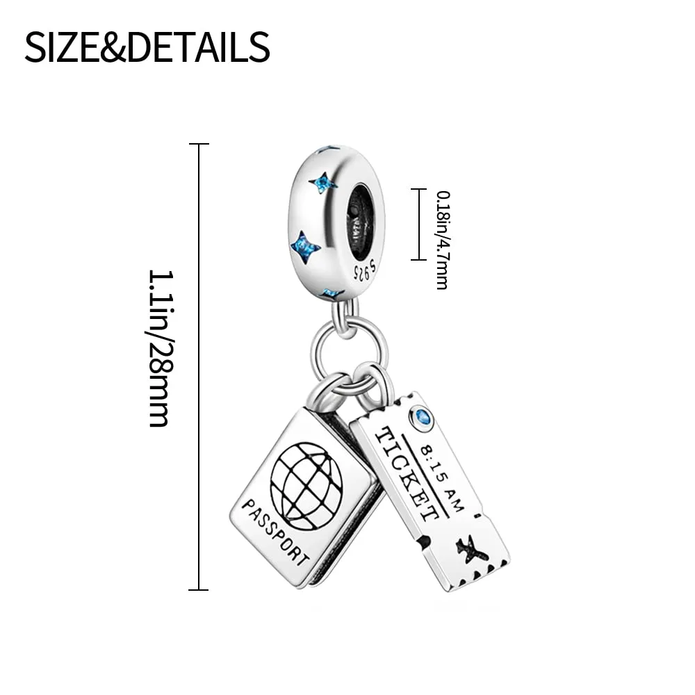 Pandach Bead Charm Ciondolo Argento Sterling 925 con Cubic Zirconia per Braccialetti e Collane europei - immagine 5