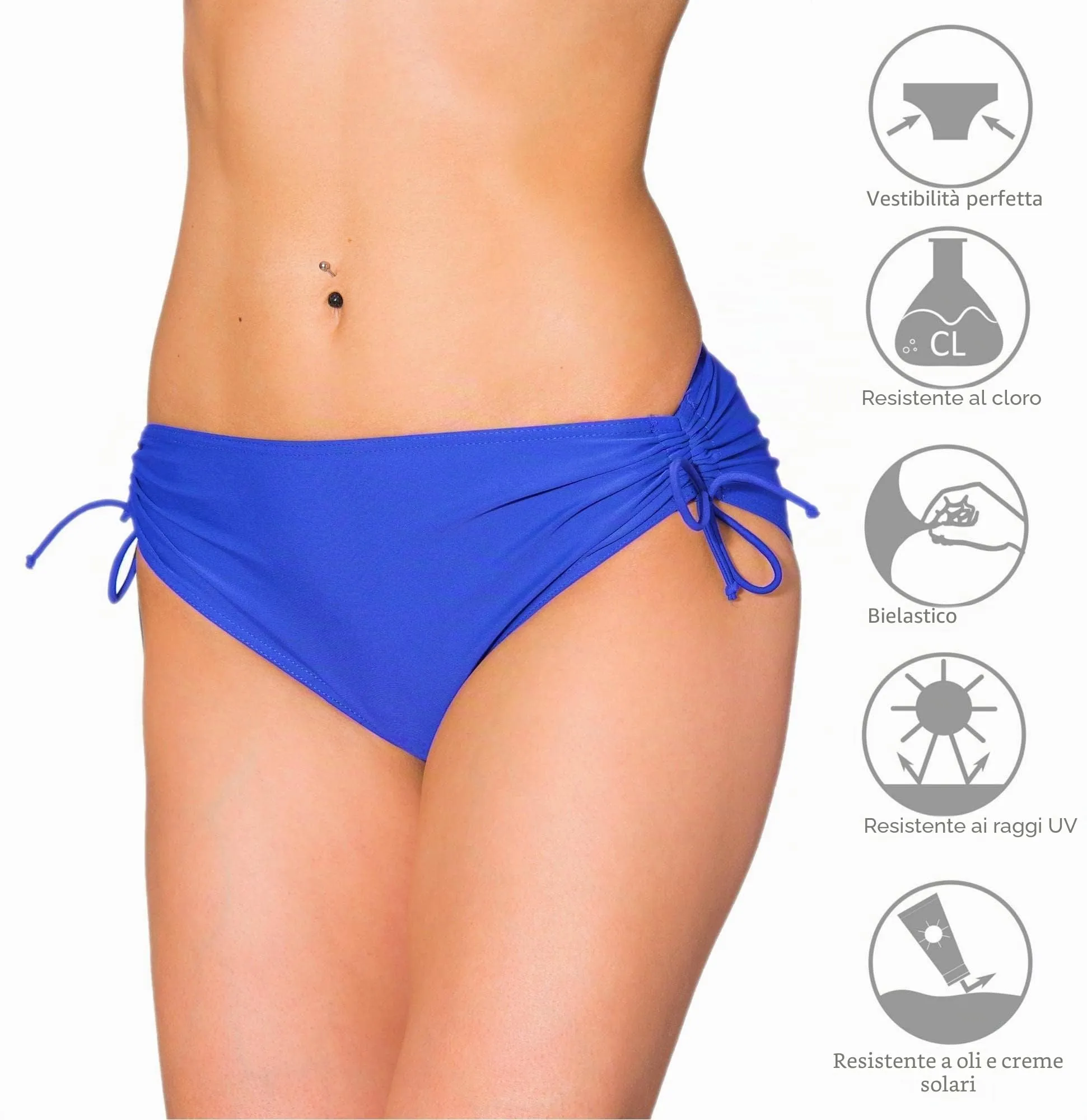 Aquarti Slip Costume Donna con Laccetti, Azzurro Fiordaliso, 42 - immagine 4