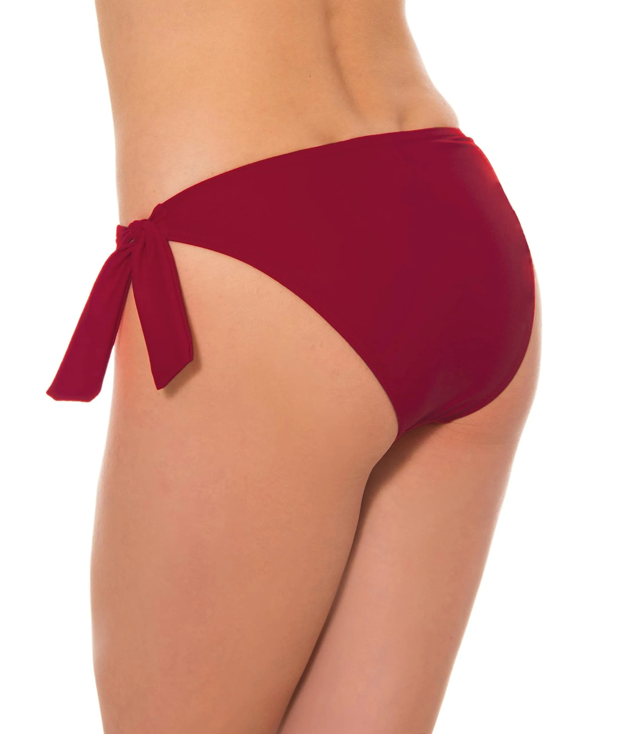 Aquarti Slip Costume Donna con Lacci Laterali, Rosso Scuro, 46 - immagine 2