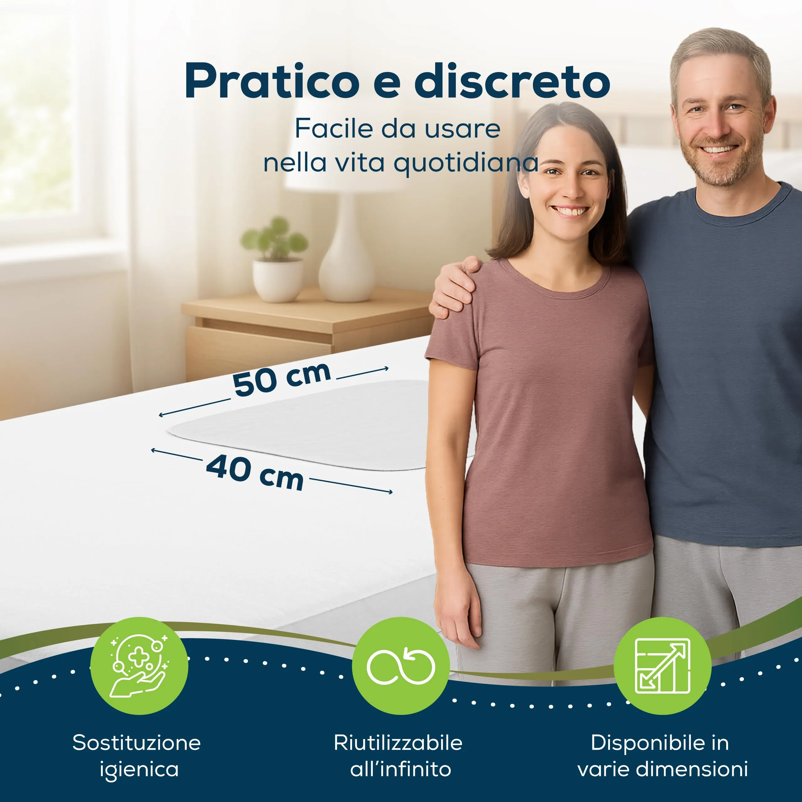 Sensalou Tappetino per Incontinenza Impermeabile 40 x 50 cm, Set di 4 - immagine 3