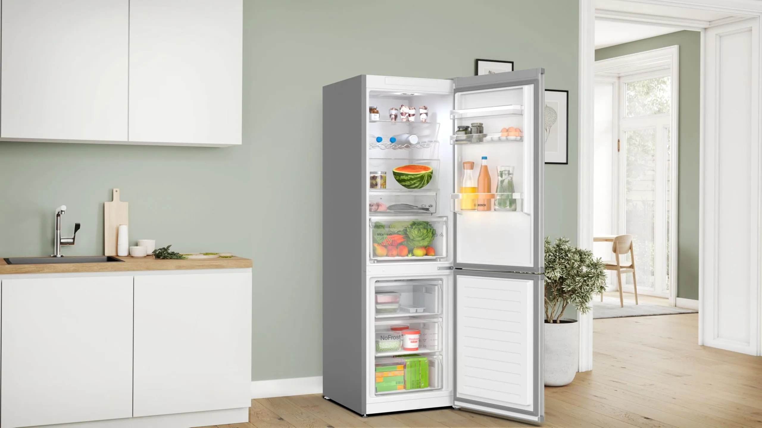 Bosch Serie 4 KGN367LDF Total No Frost Refrigerator 186x60cm Silver - immagine 5