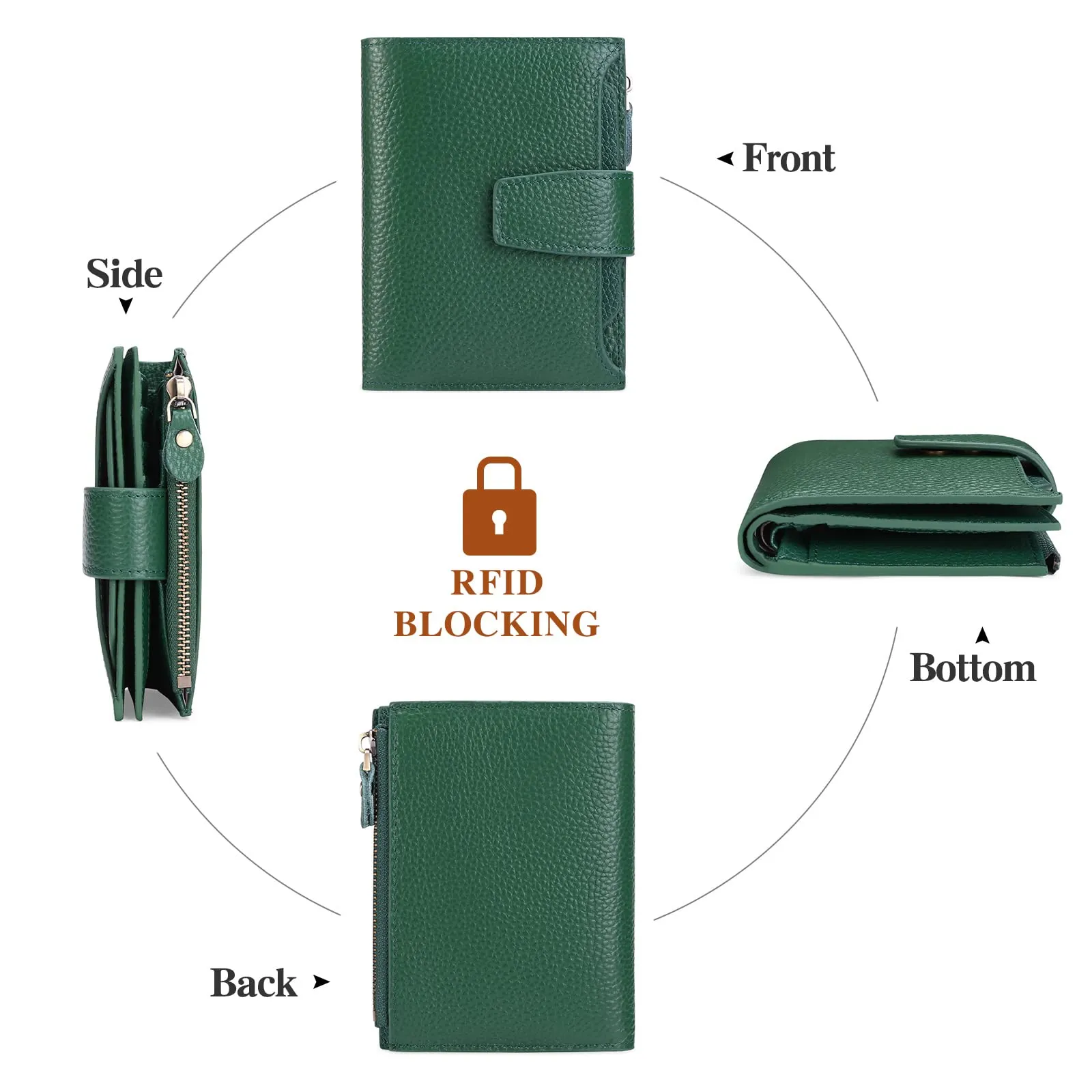 SENDEFN Portafoglio Donna in Pelle Vera con Blocco RFID e 14 Slot per Carte - immagine 4