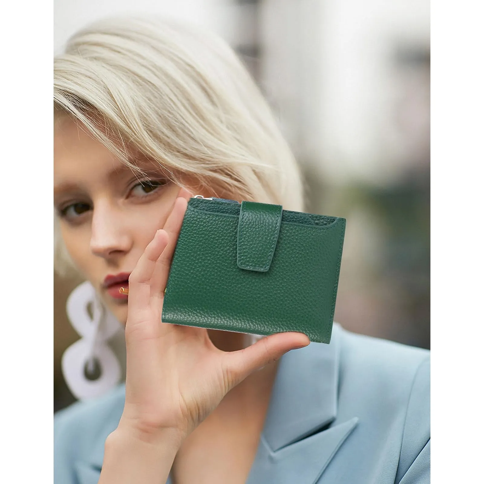 SENDEFN Portafoglio Donna in Pelle Vera con Blocco RFID e 14 Slot per Carte - immagine 8
