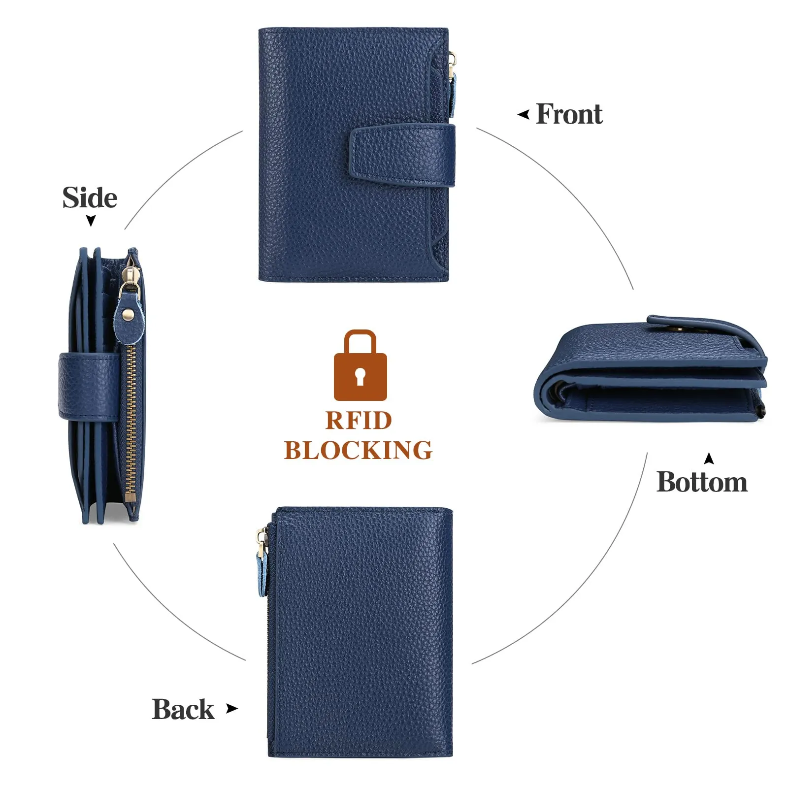 SENDEFN Portafoglio Donna in Pelle Vera con Blocco RFID, 14 Slot per Carte e Portamonete con Cerniera - immagine 7